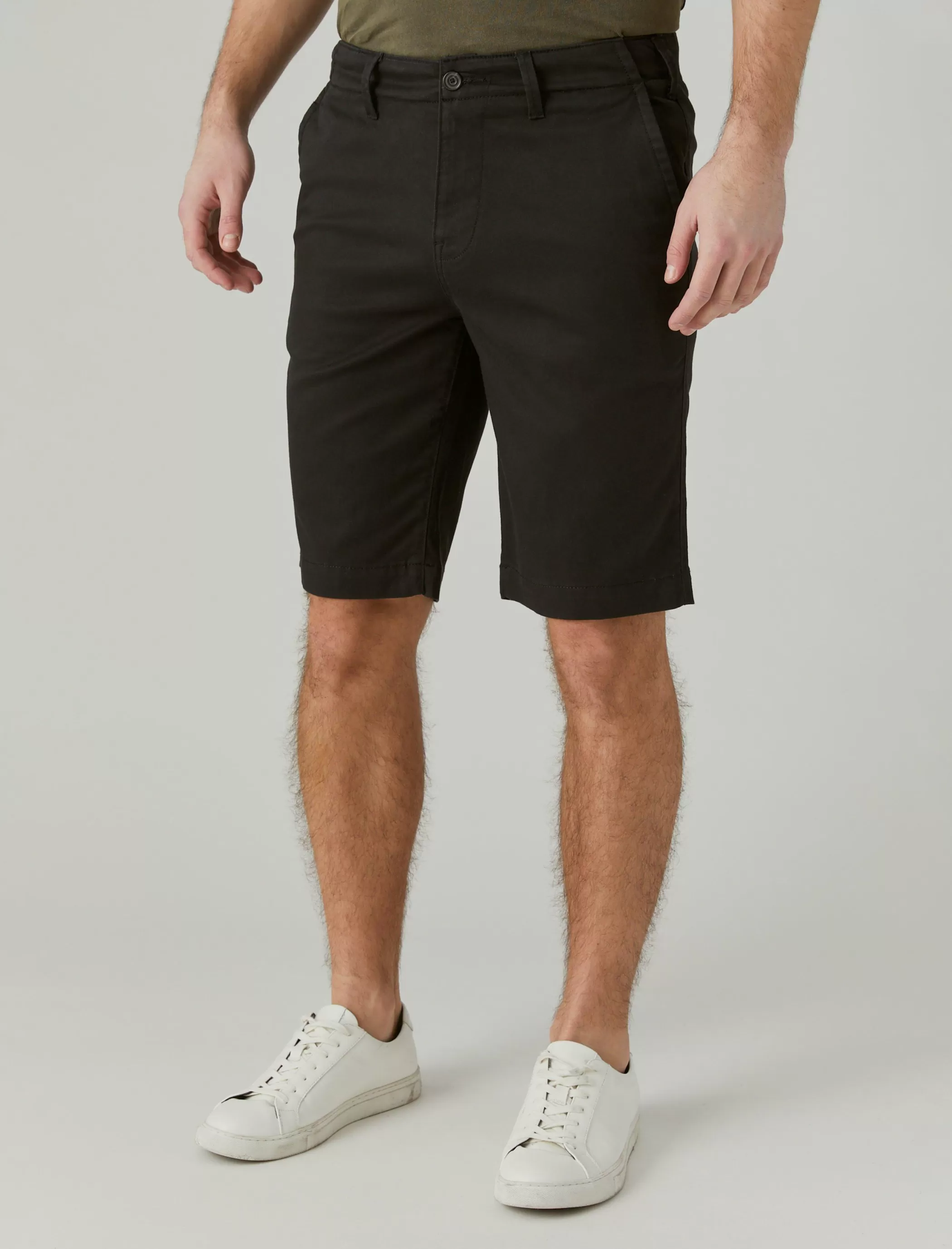 Lucky Brand Shorts*11" stretch twill flat front short jet black