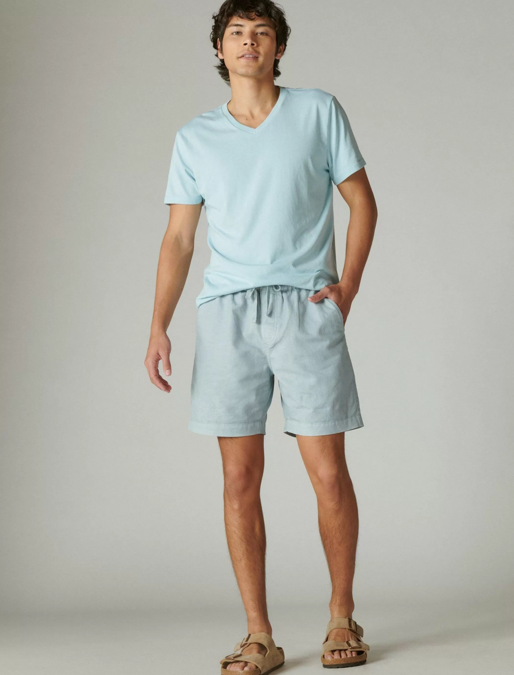 Lucky Brand Shorts*7"pull up linen short dusty blue