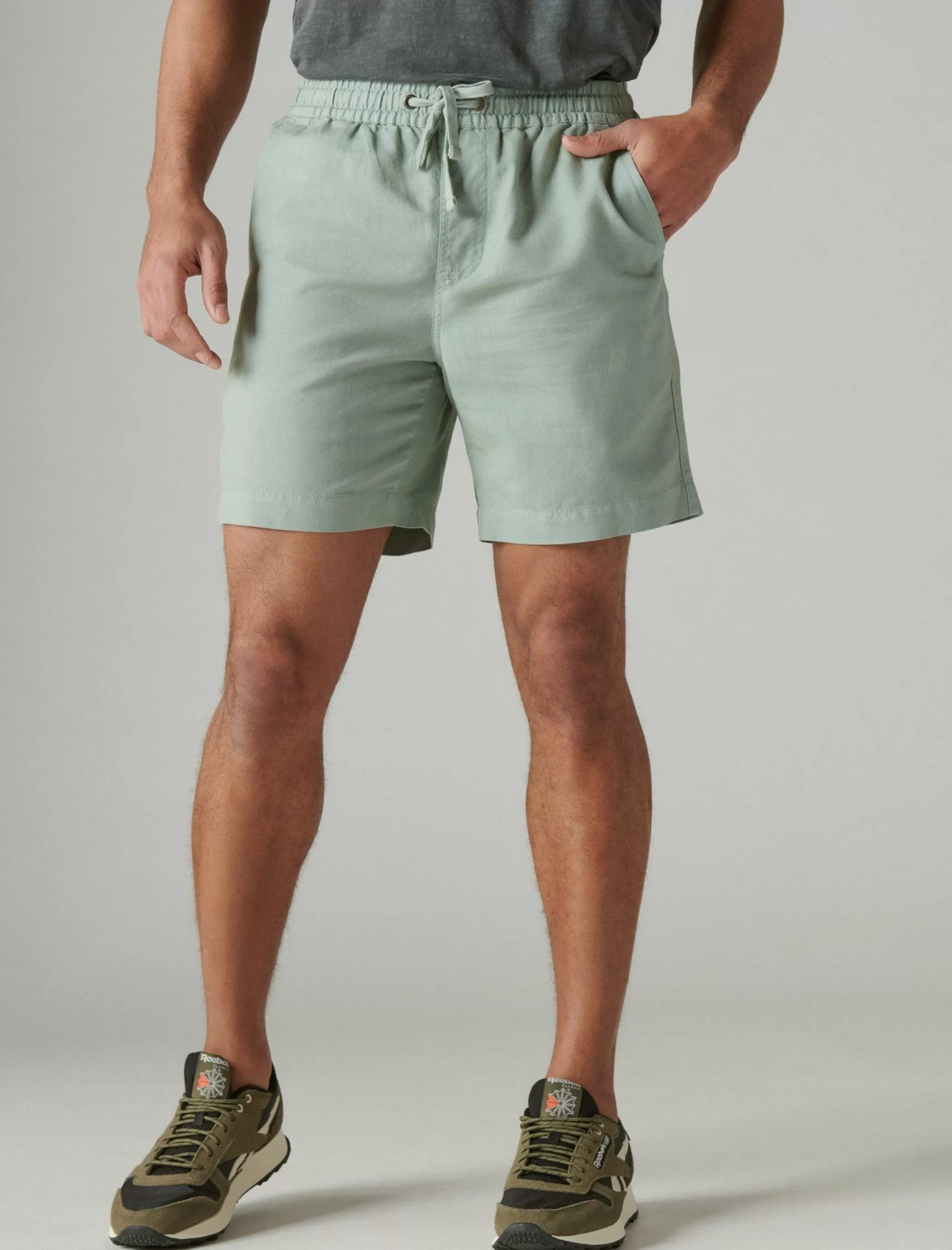 Lucky Brand Shorts*7"pull up linen short chino green