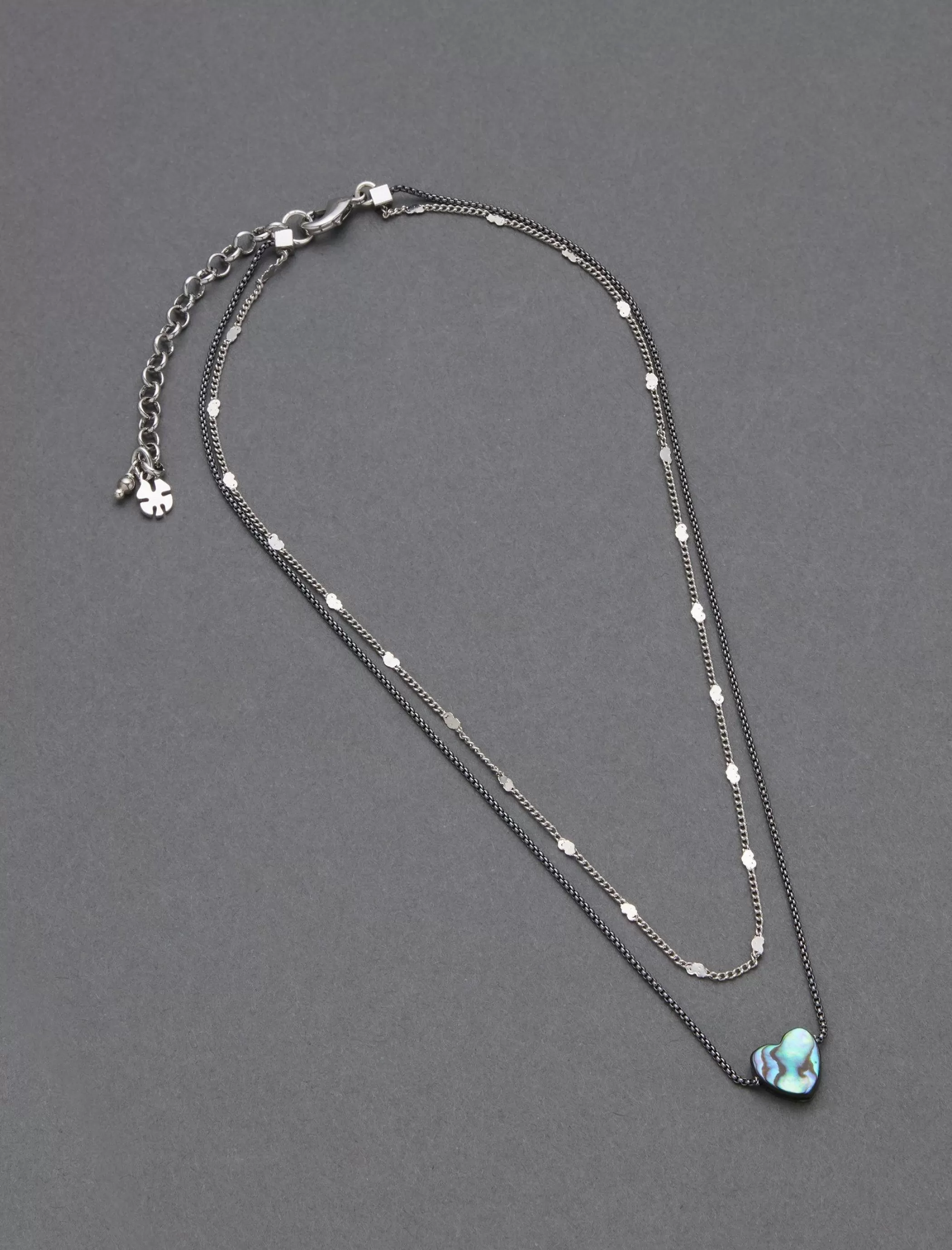 Lucky Brand Jewelry*abalone heart ox layer necklace silver