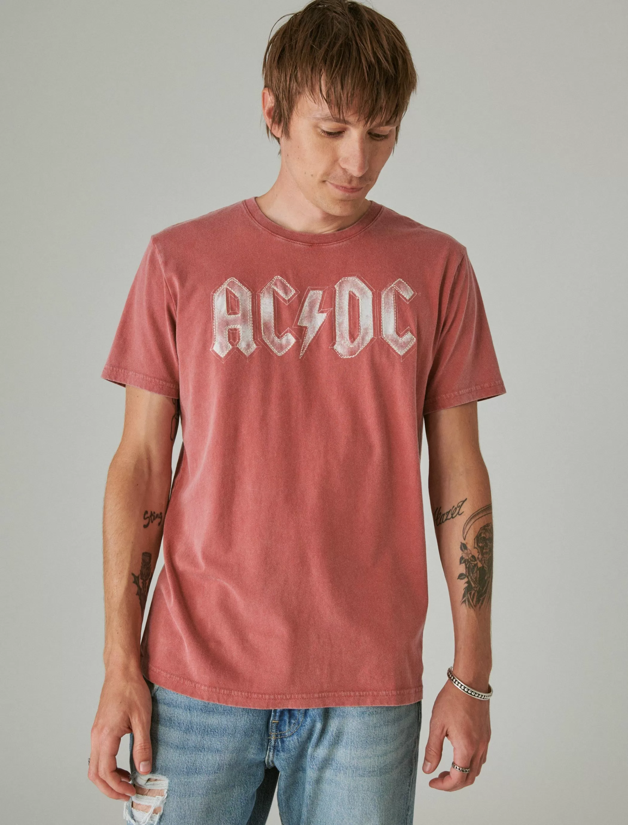 Lucky Brand Graphic Tees*acdc bolt brick red