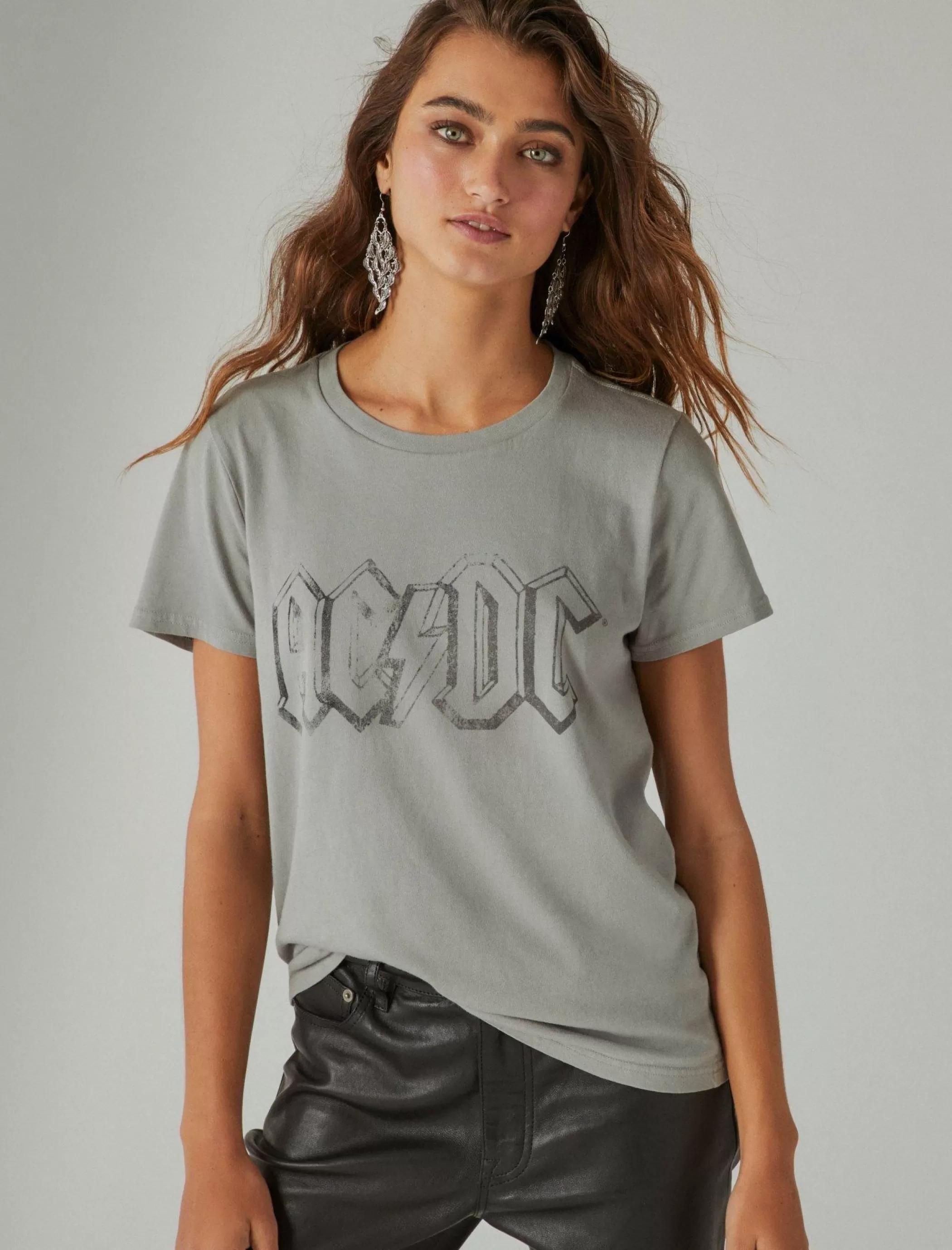 Lucky Brand Graphic Tees*acdc crew tee neutral grey