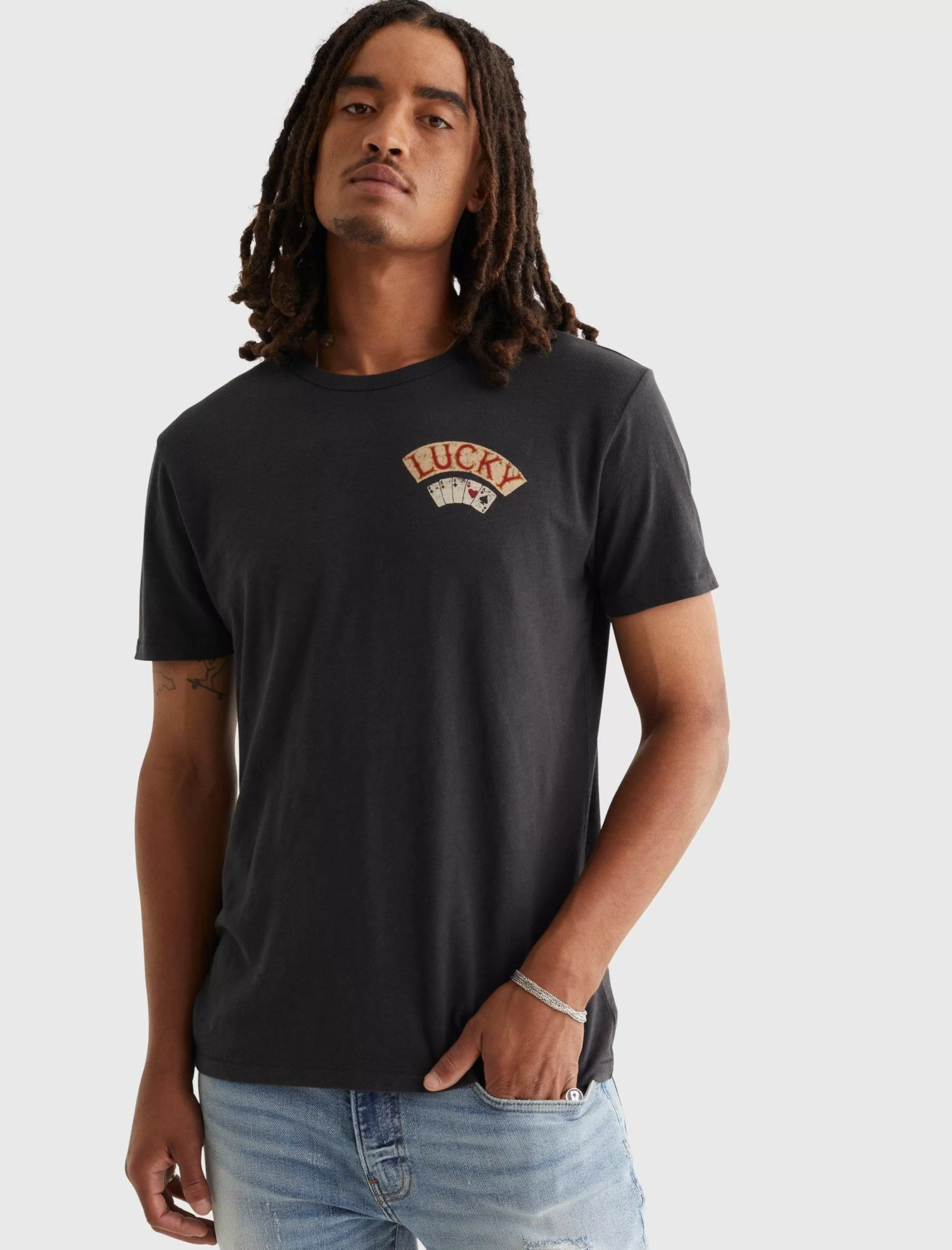 Lucky Brand Graphic Tees*aces over eights tee jet black