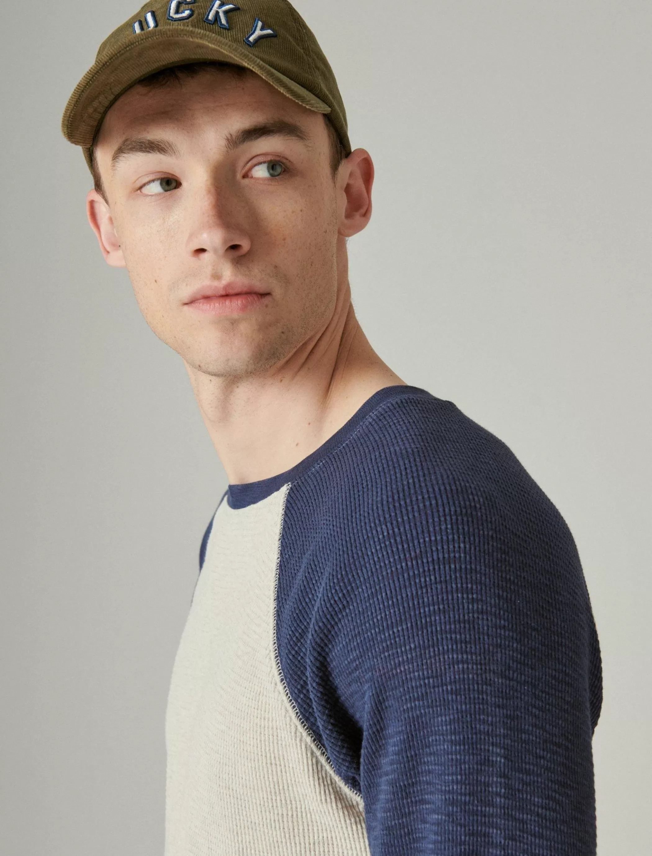 Lucky Brand Shirts & Tops*acid wash colorblock thermal crew oat multi