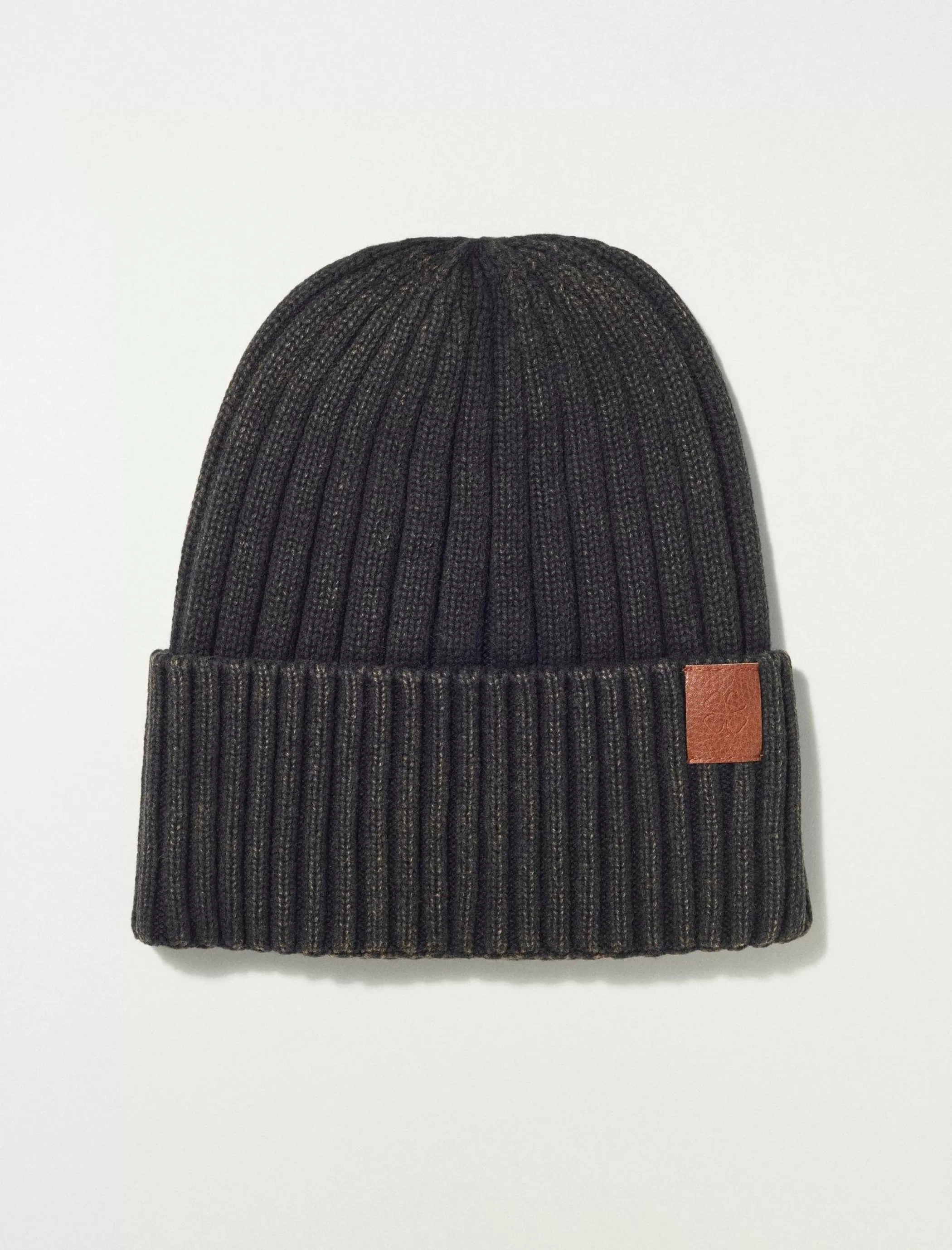 Lucky Brand Hats*acid wash rib beanie jet black acid wash