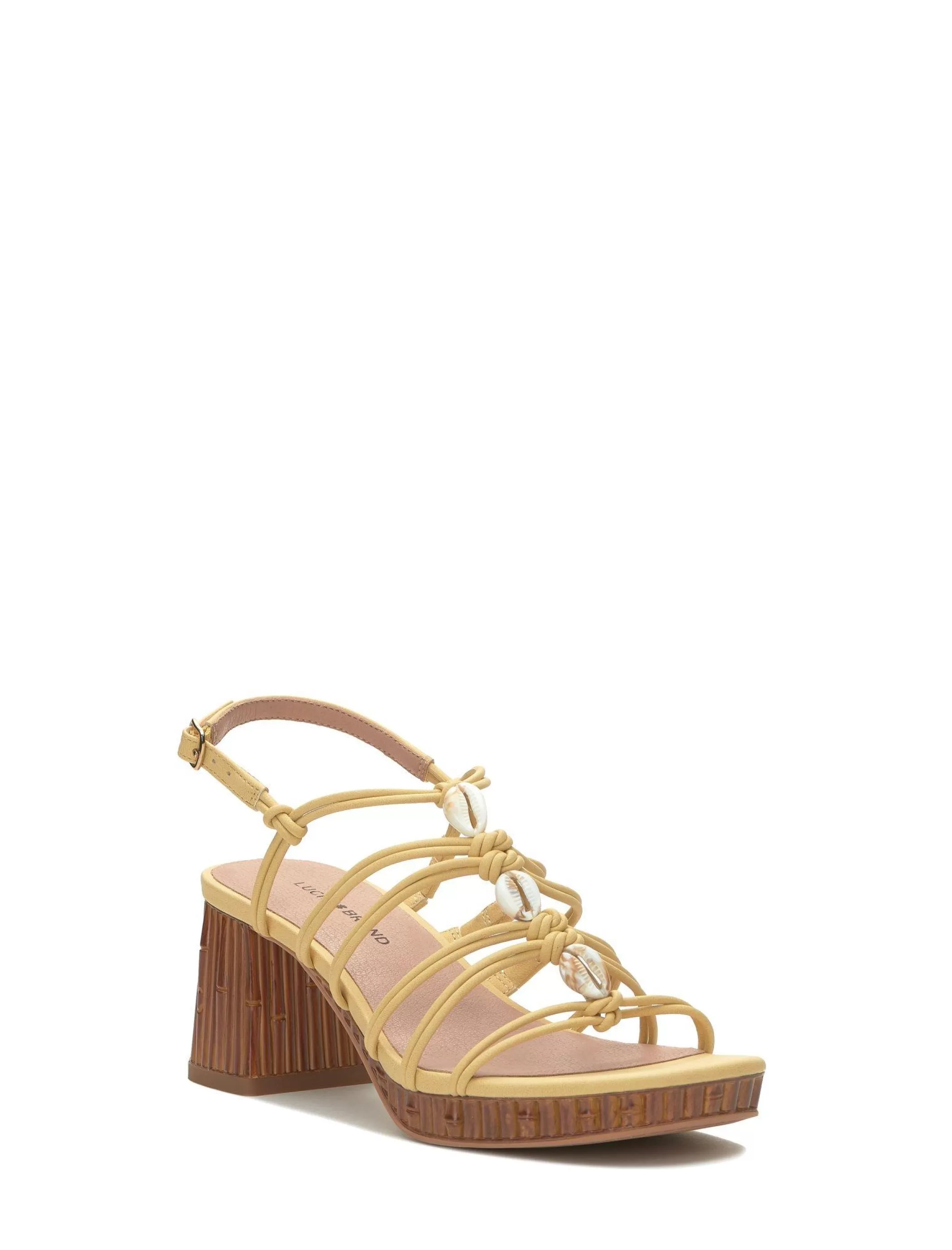 Lucky Brand Shoes*bassie strappy shell block heel light yellow