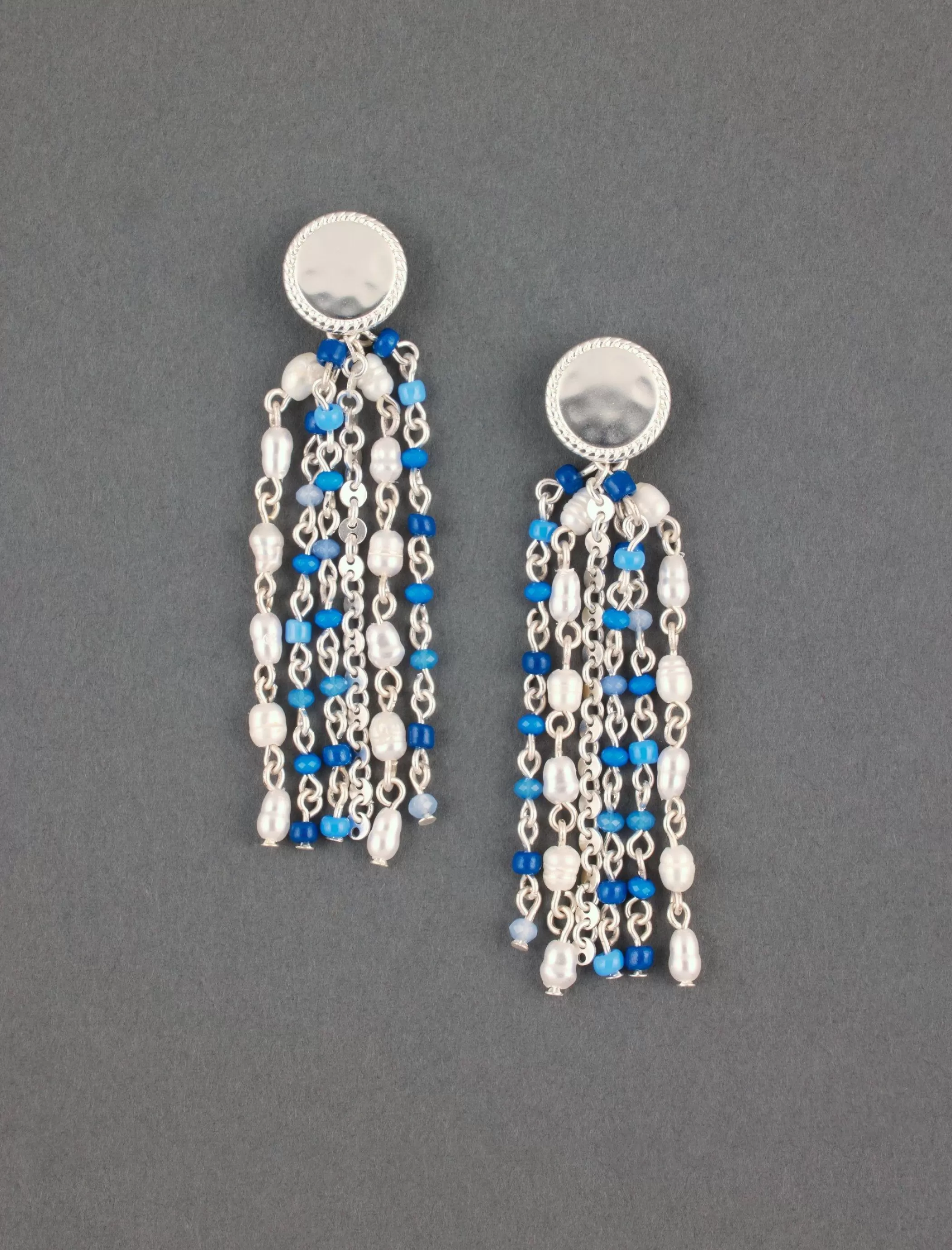 Lucky Brand Jewelry*bead fringe stud earring silver