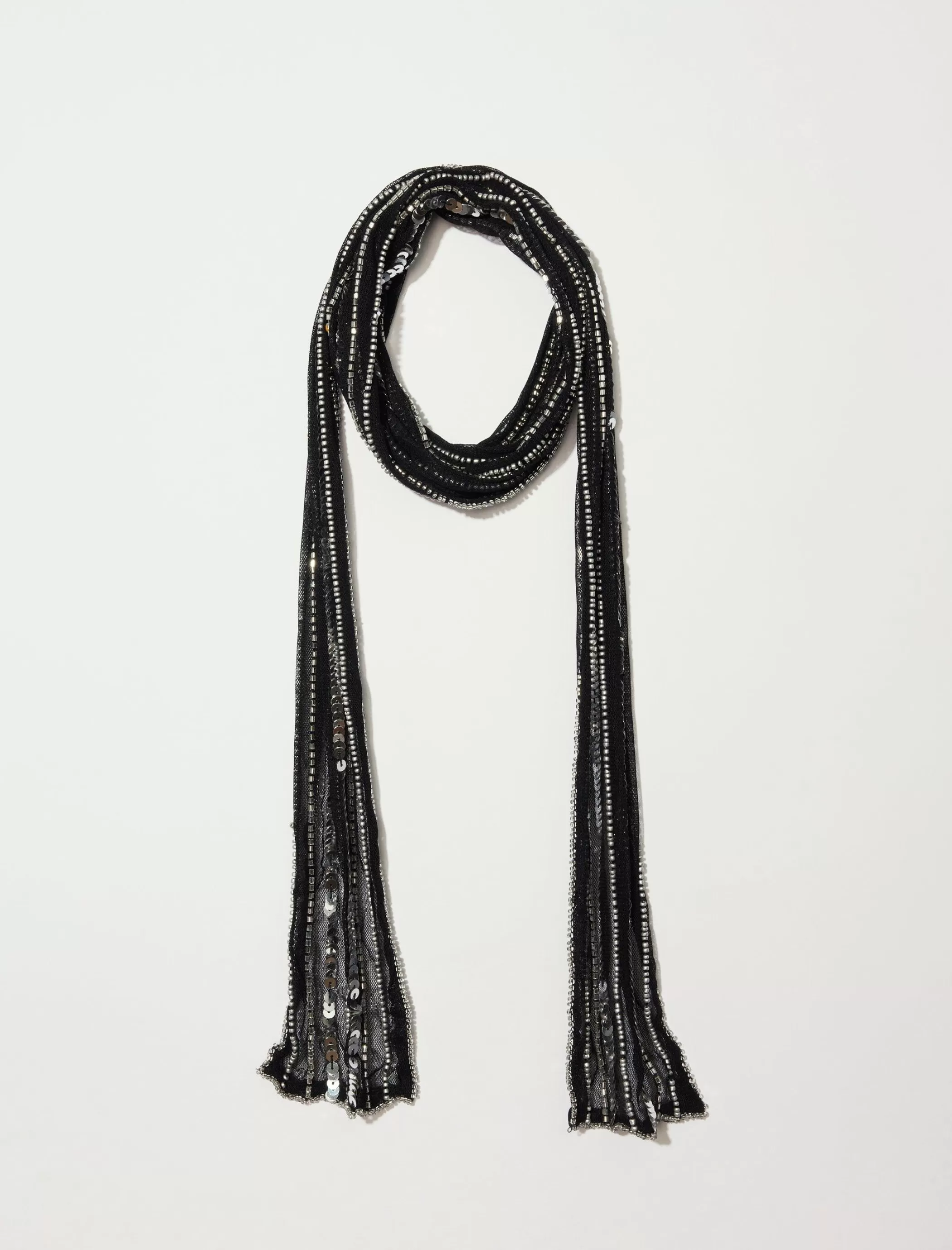 Lucky Brand Scarves & Bandanas*beaded chiffon skinny scarf black