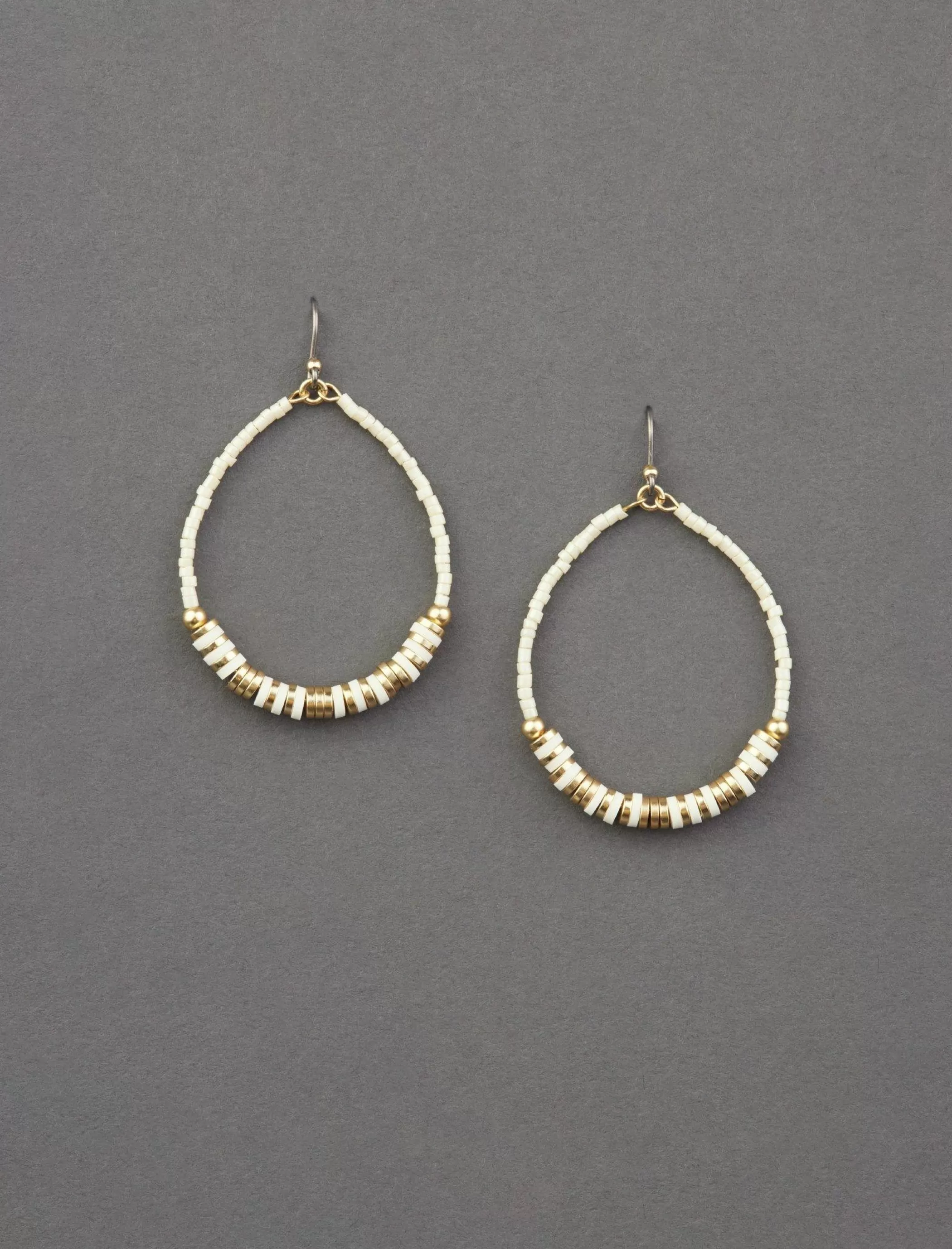 Lucky Brand Jewelry*beaded hoop earring gold