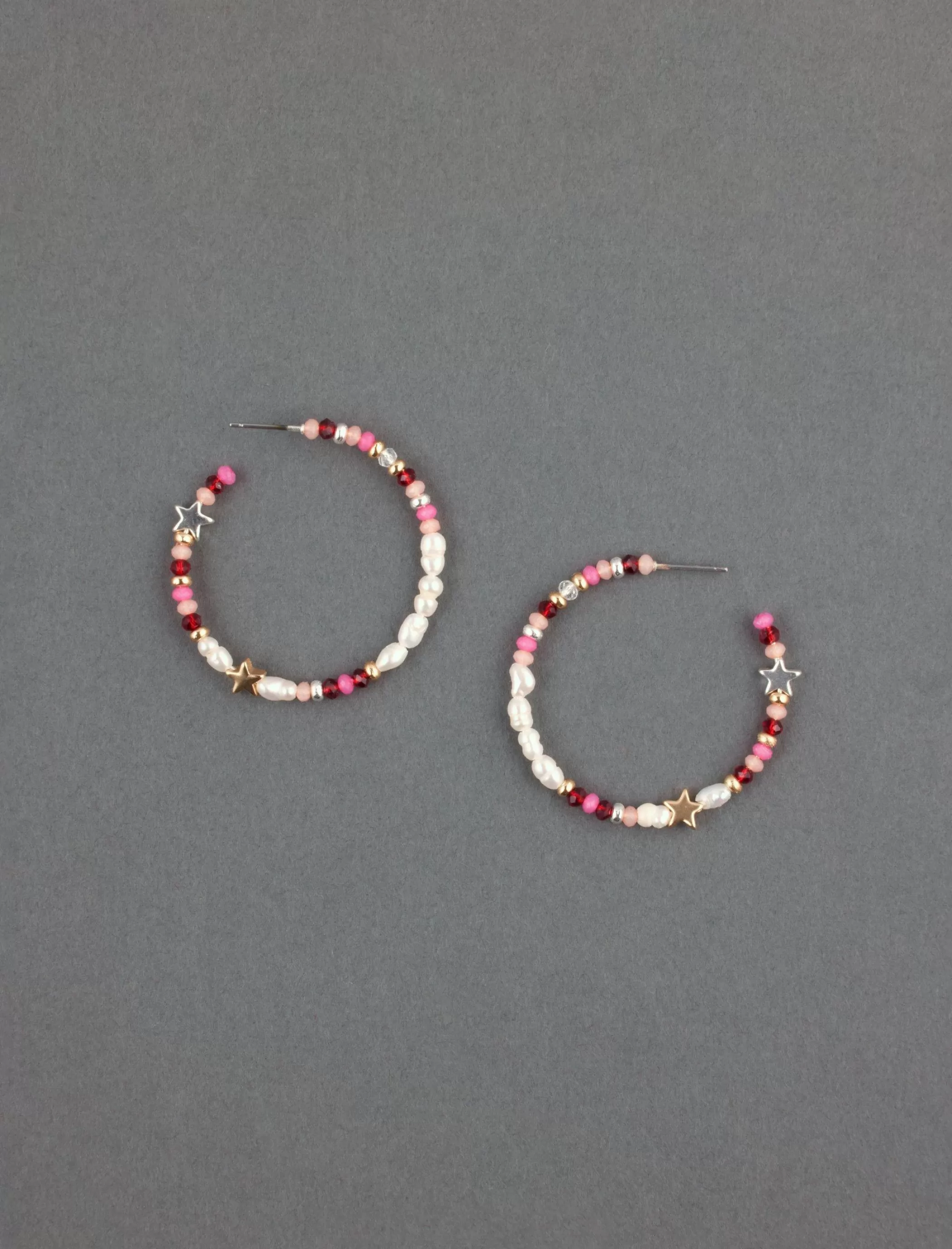 Lucky Brand Jewelry*beaded hoop earring two tone