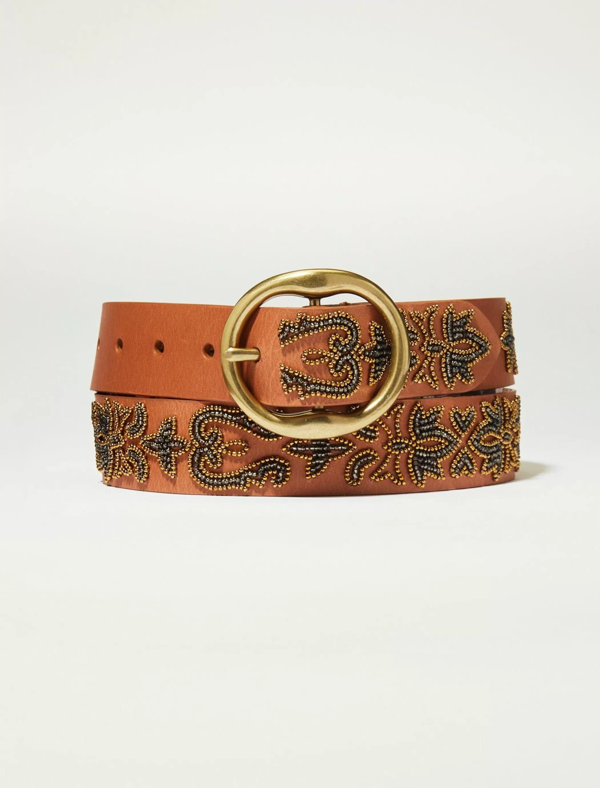 Lucky Brand Belts*beaded leather belt dark brown