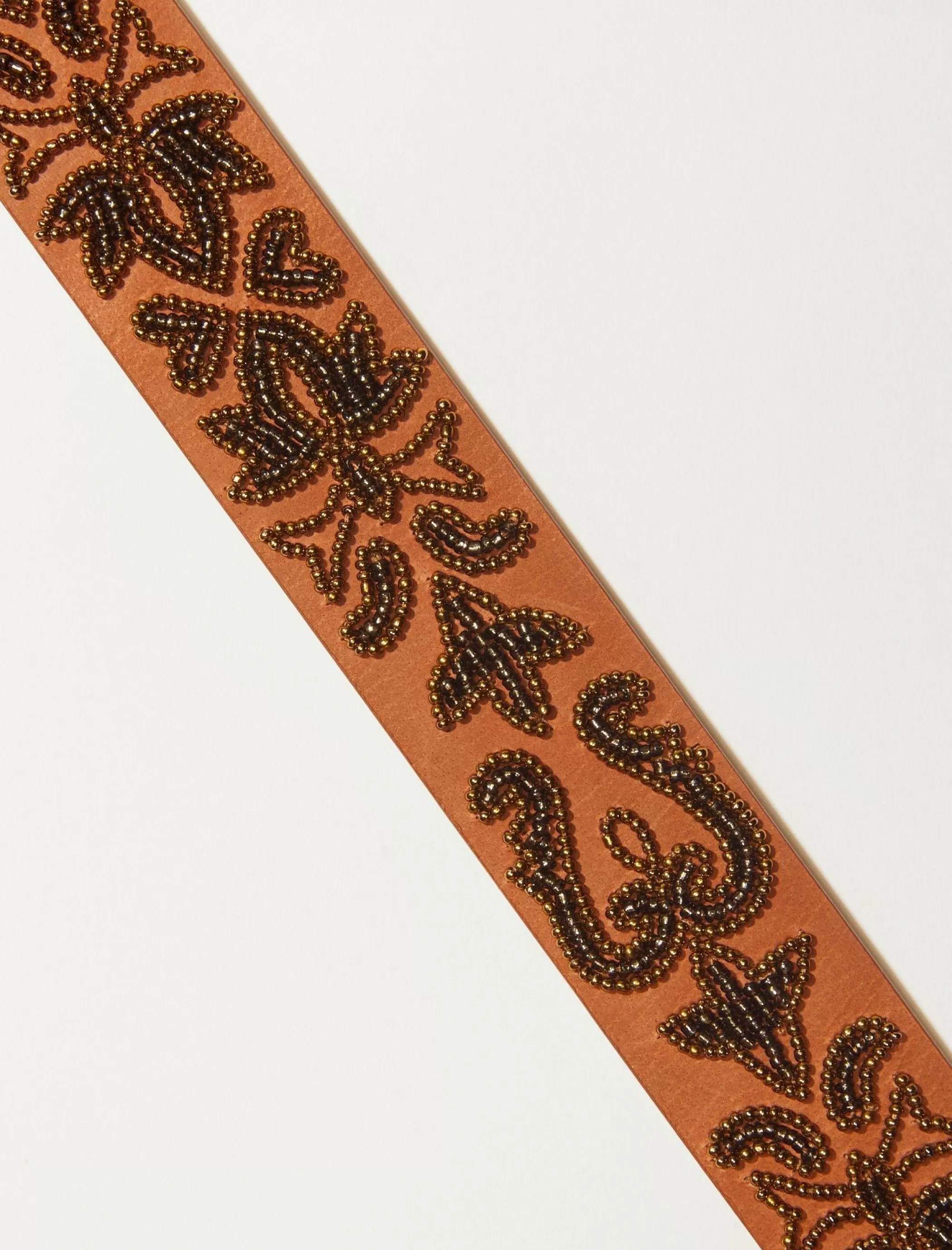 Lucky Brand Belts*beaded leather belt dark brown