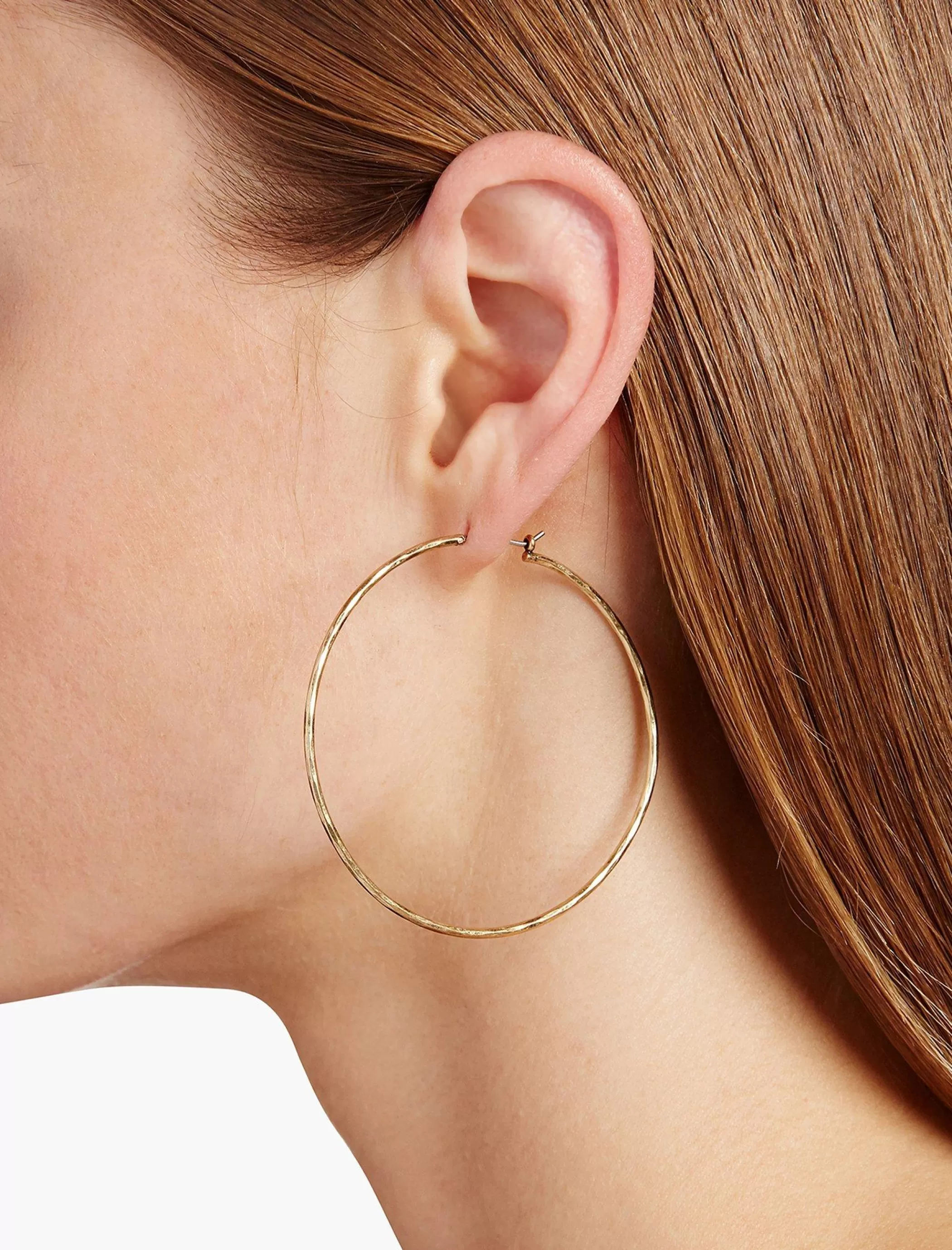 Lucky Brand Jewelry*big hammered hoop earrings gold