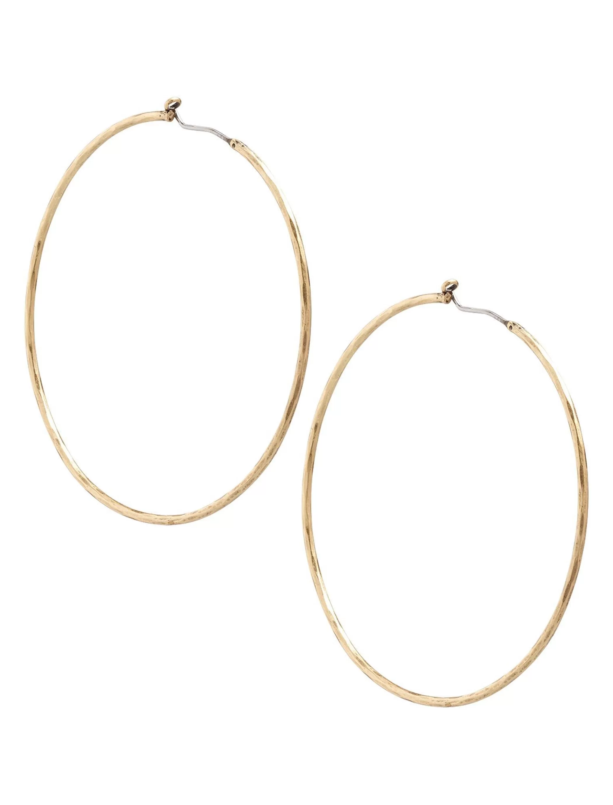 Lucky Brand Jewelry*big hammered hoop earrings gold