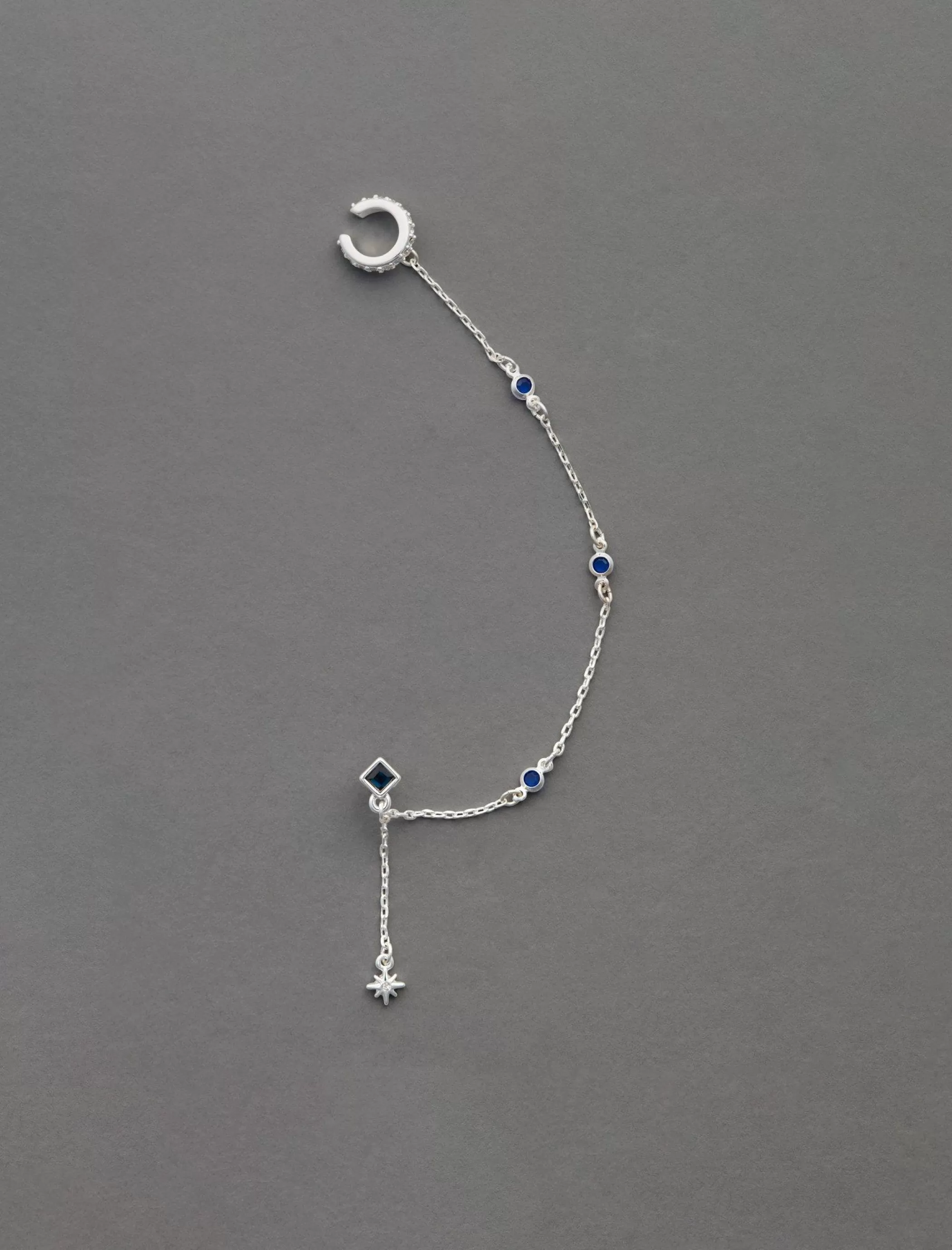 Lucky Brand Jewelry*blue ear cuff chain silver