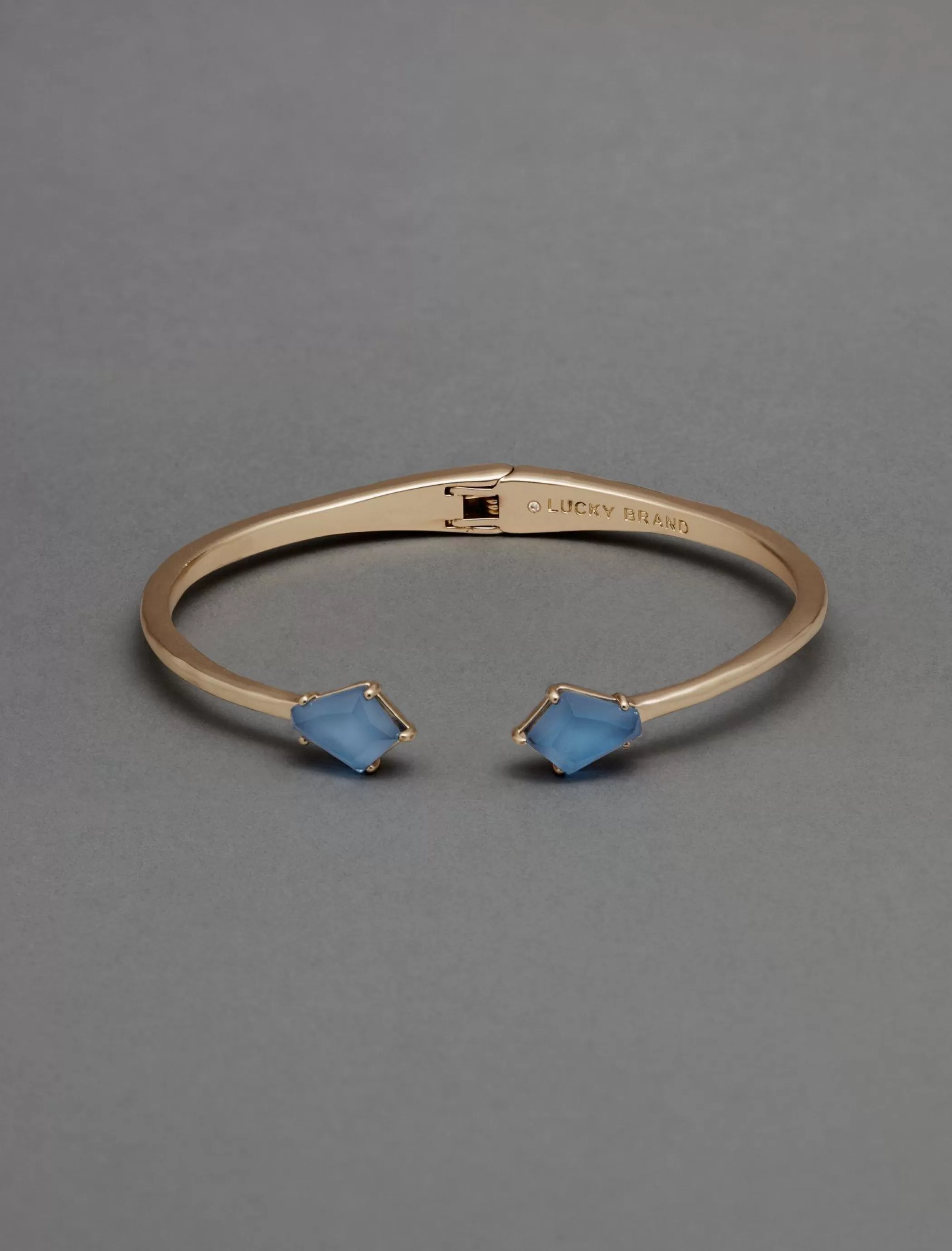 Lucky Brand Jewelry*blue stone hinge cuff gold