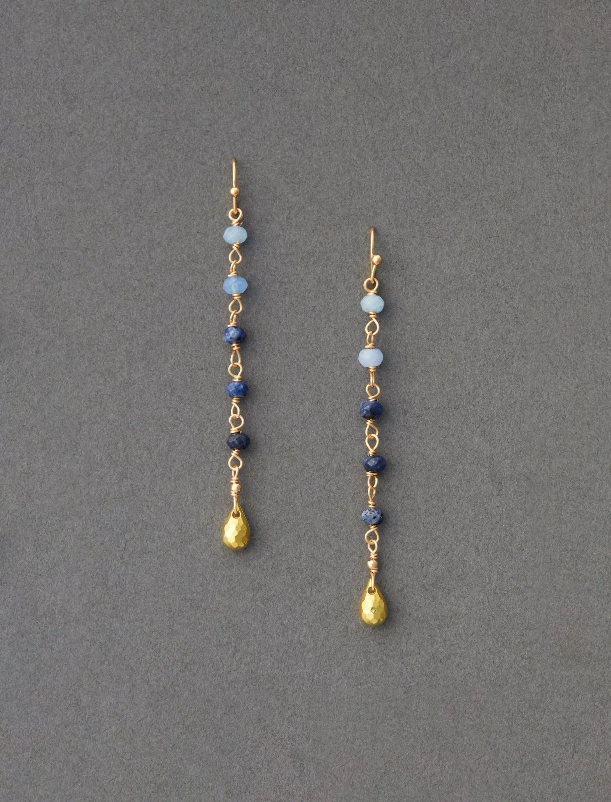 Lucky Brand Jewelry*blue stone linear drop earring gold