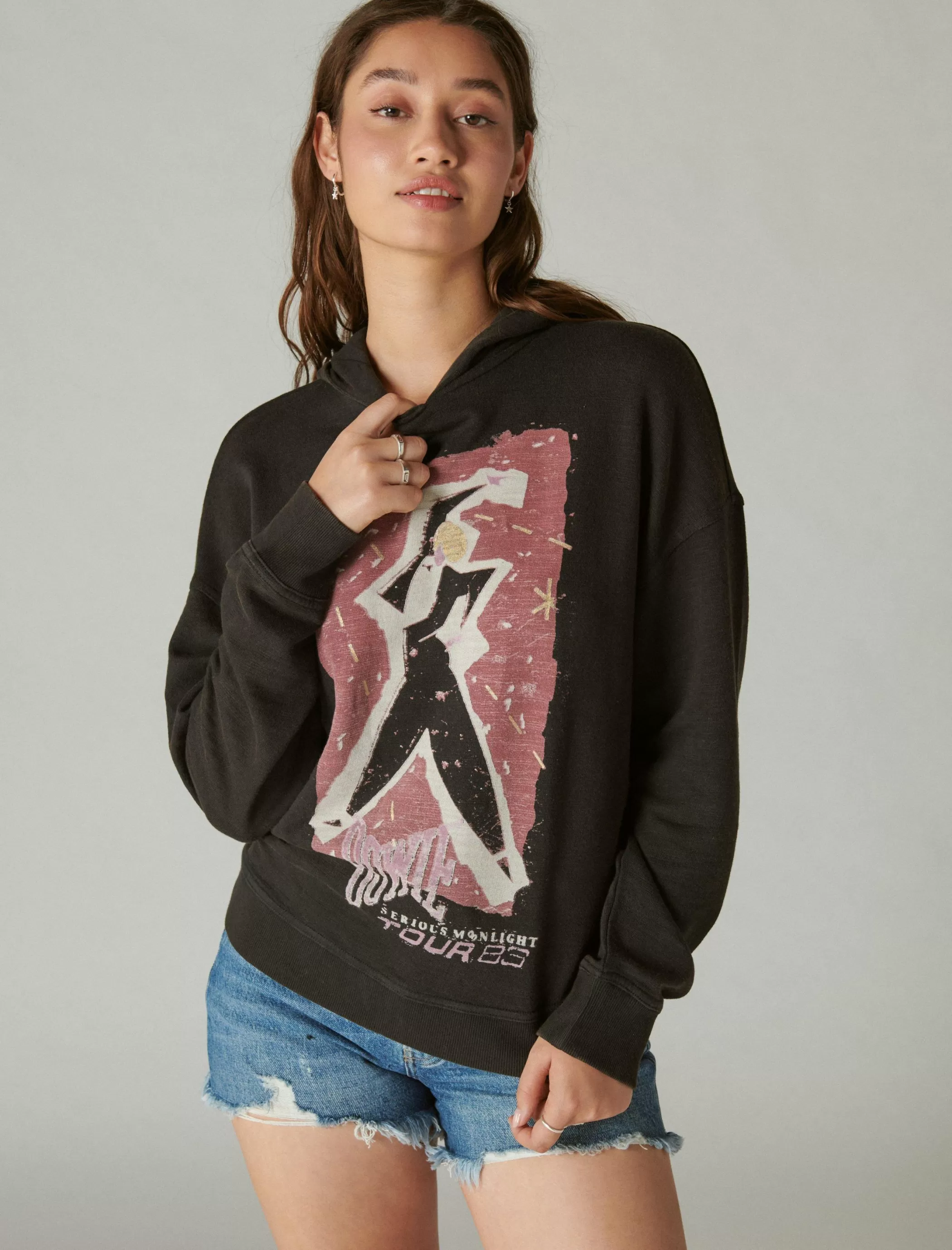 Lucky Brand Activewear*bowie tour 83 pullover jet black