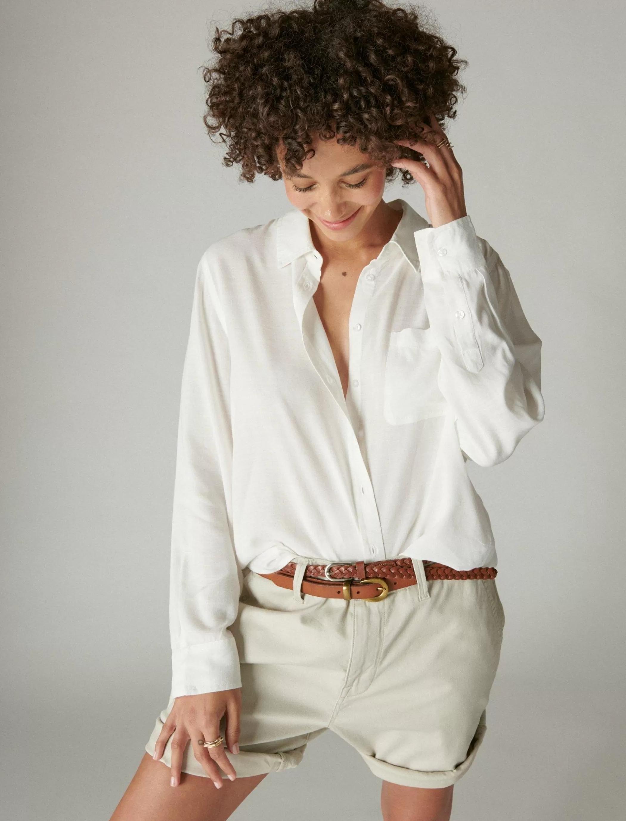 Lucky Brand Blouses*boyfriend button-down shirt bright white