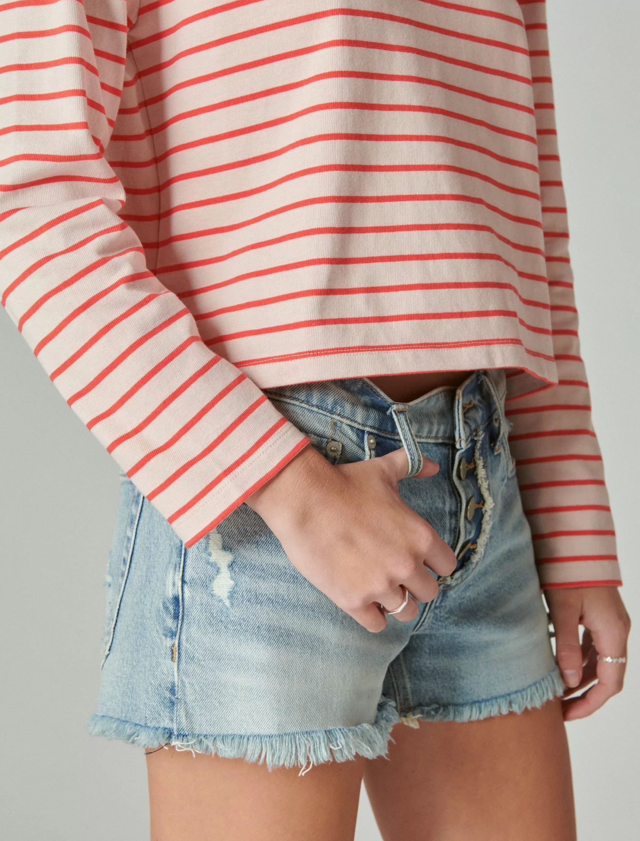 Lucky Brand Knit Tops*breton long sleeve tee pink/red