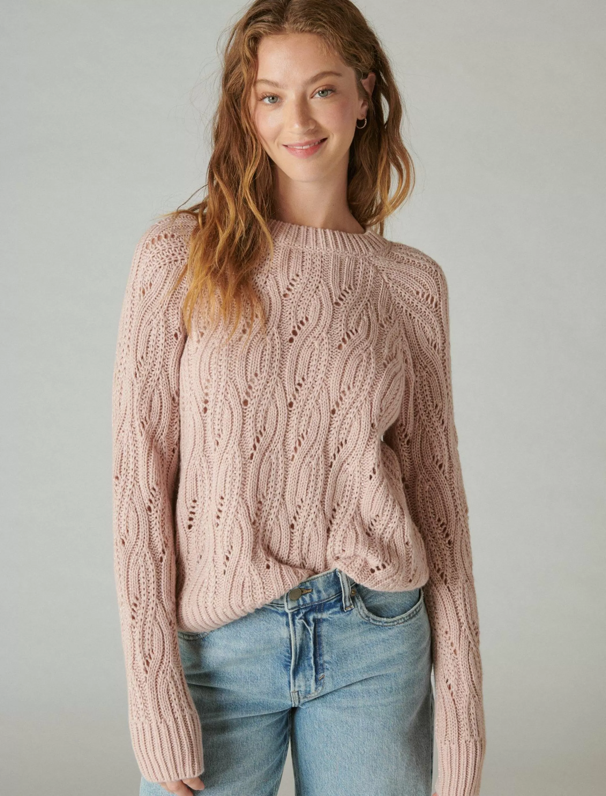 Lucky Brand Sweaters & Sweatshirts*cable stitch shine pullover sepia rose