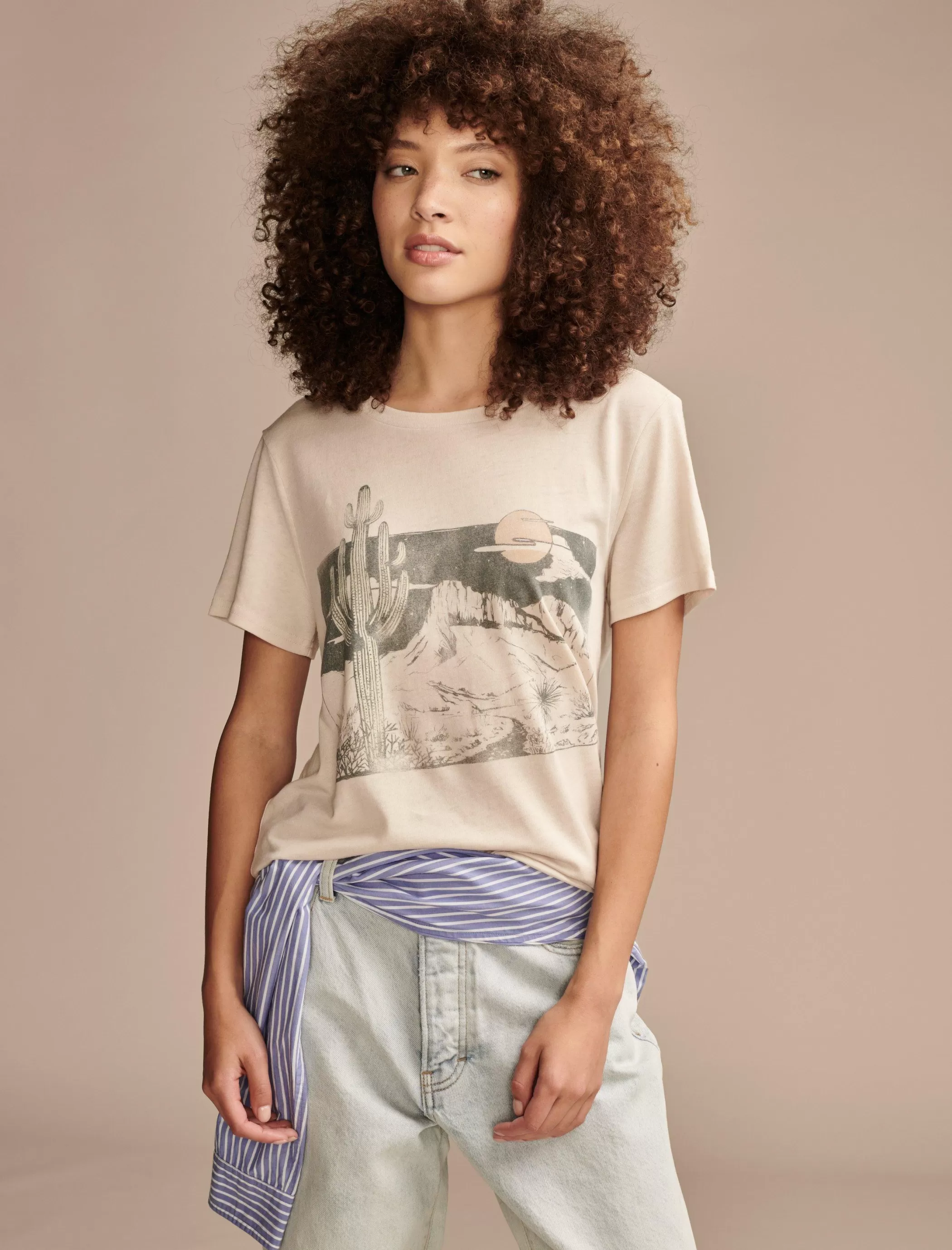 Lucky Brand Graphic Tees*cactus scene classic crew rainy day