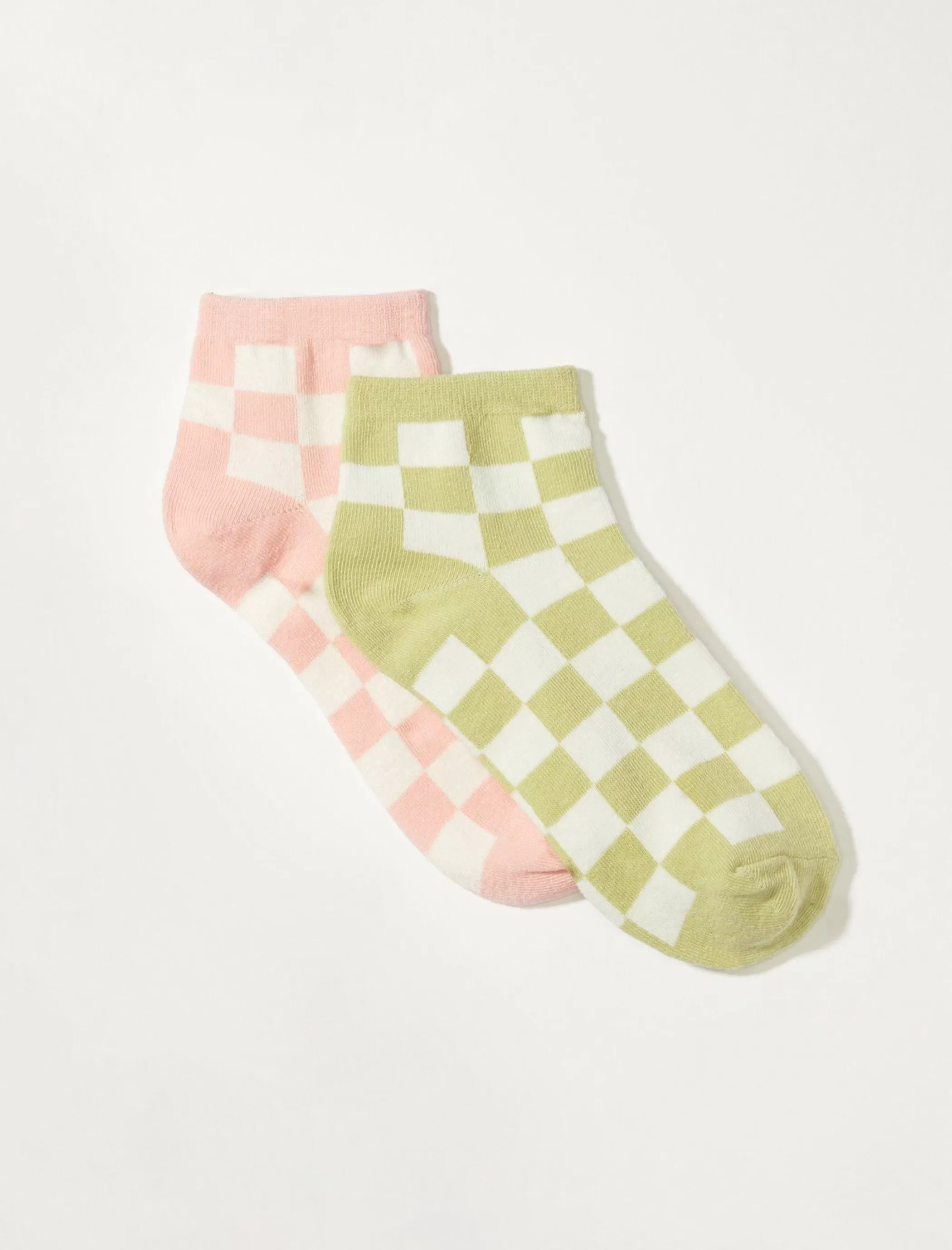 Lucky Brand Socks*checkered ped sock 2 pk light pink