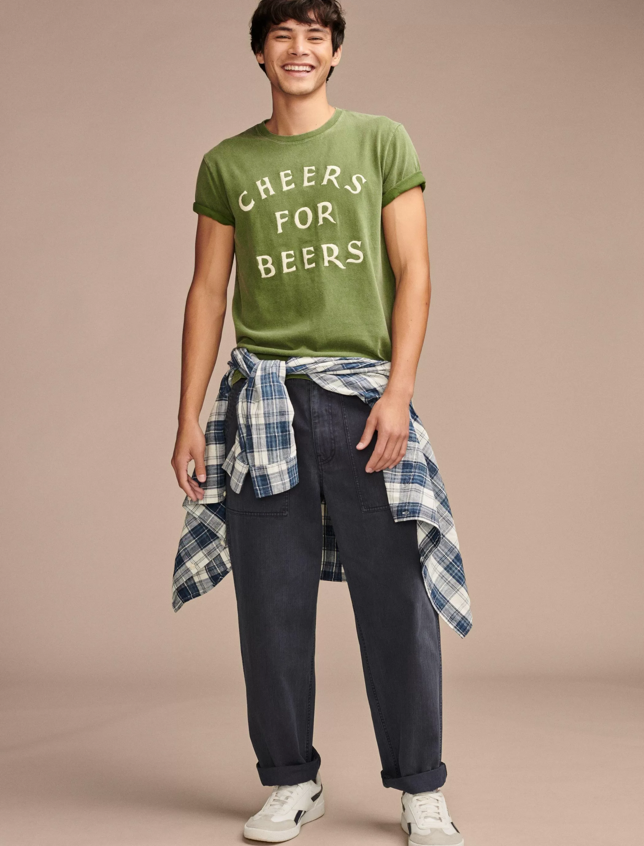 Lucky Brand Graphic Tees*cheers for beers tee garden green