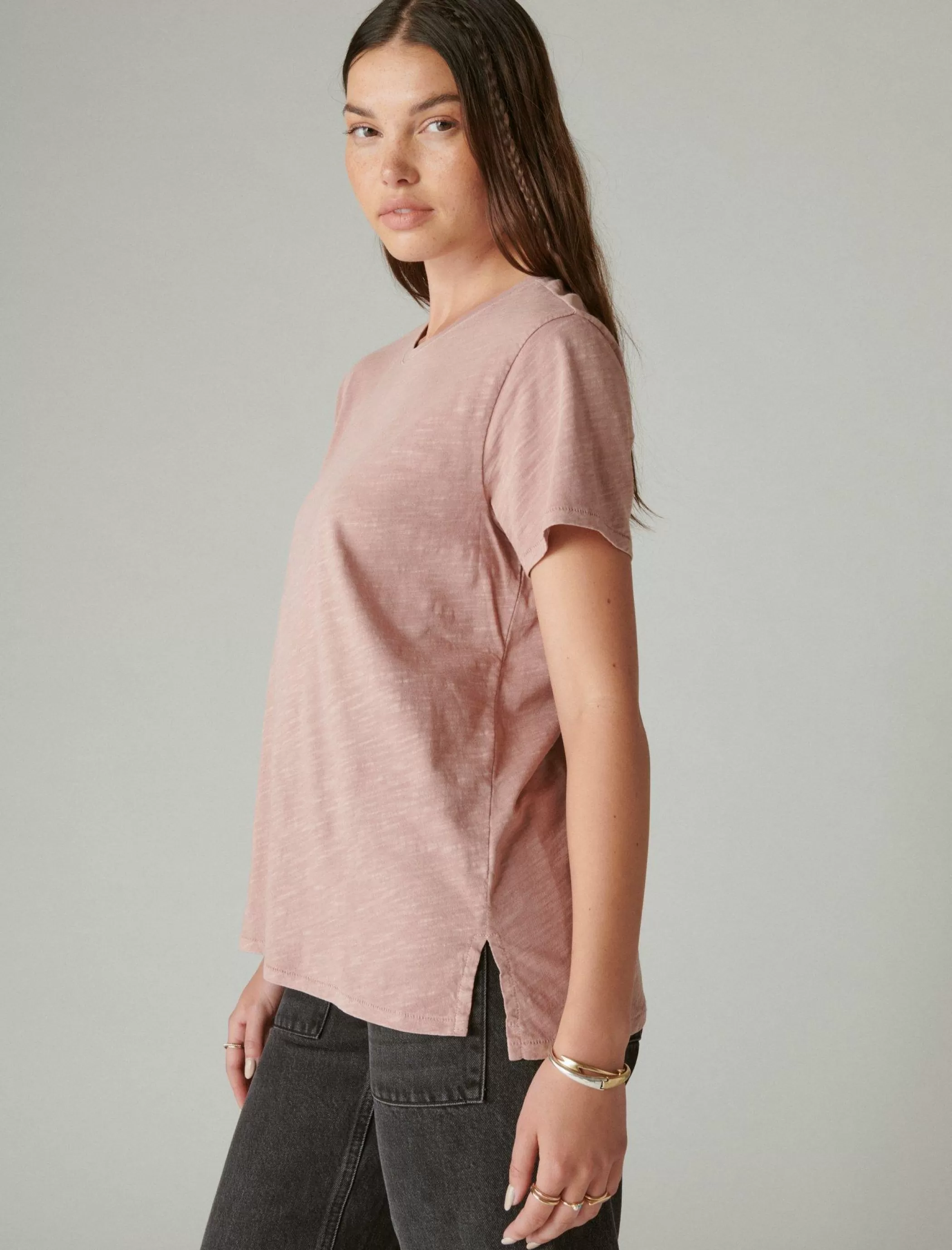 Lucky Brand Knit Tops*classic crew fawn