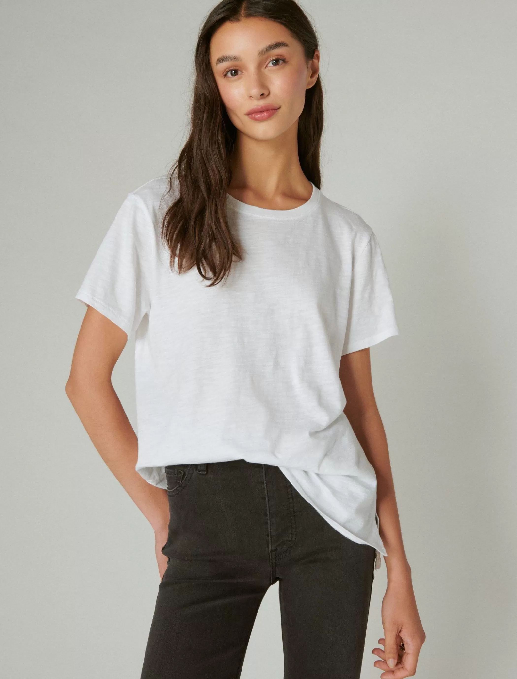 Lucky Brand Knit Tops*classic crew bright white