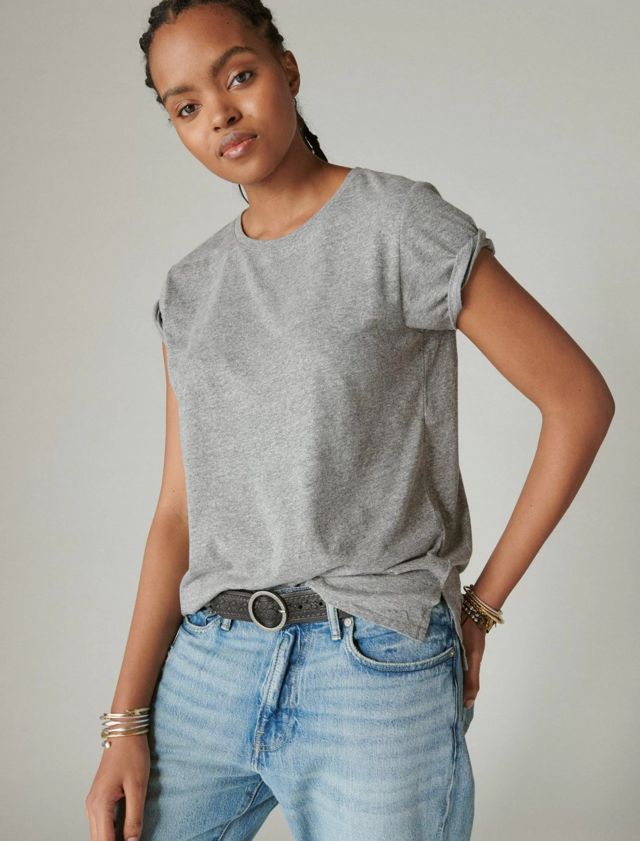 Lucky Brand Knit Tops*classic crew heather grey