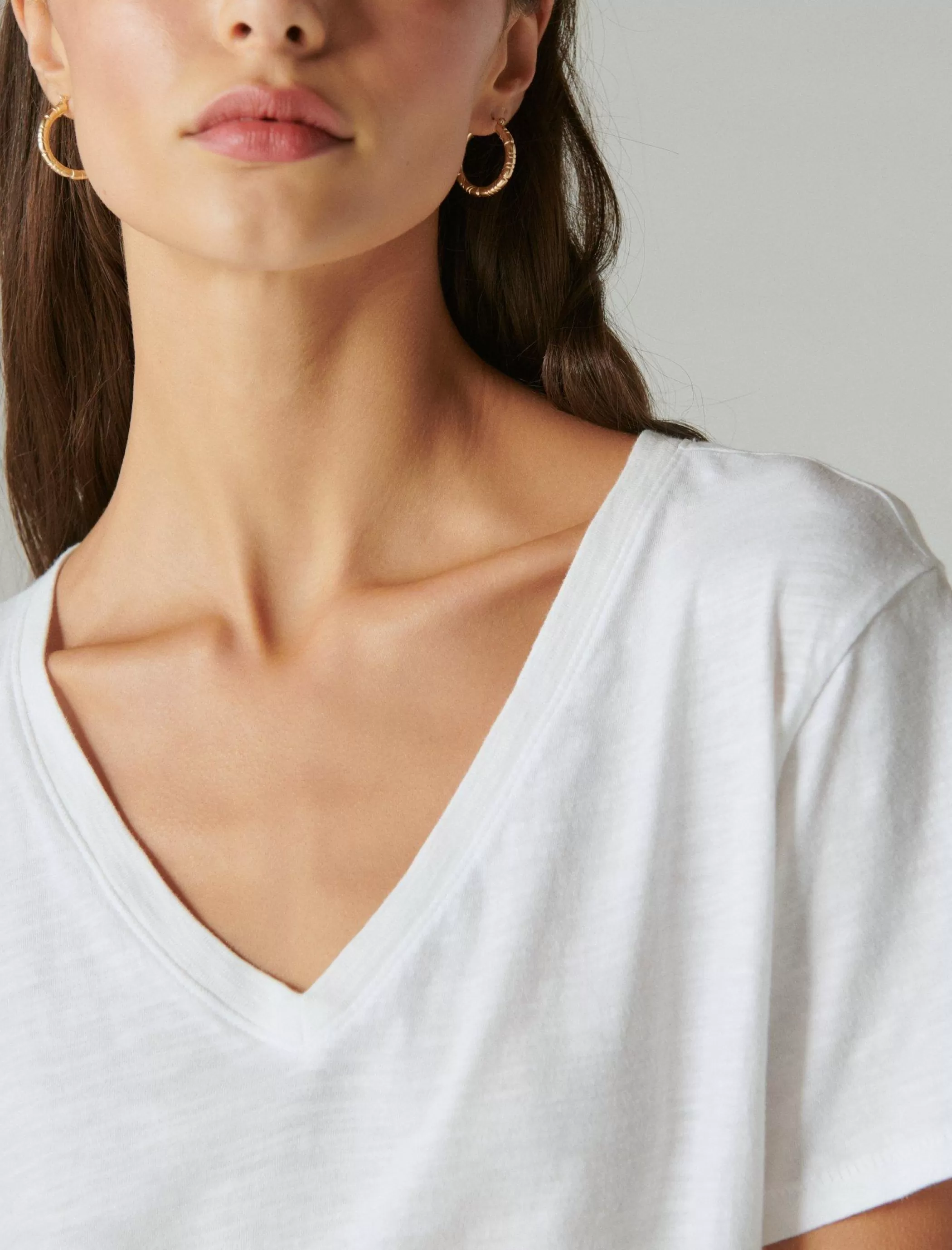 Lucky Brand Knit Tops*classic v-neck bright white