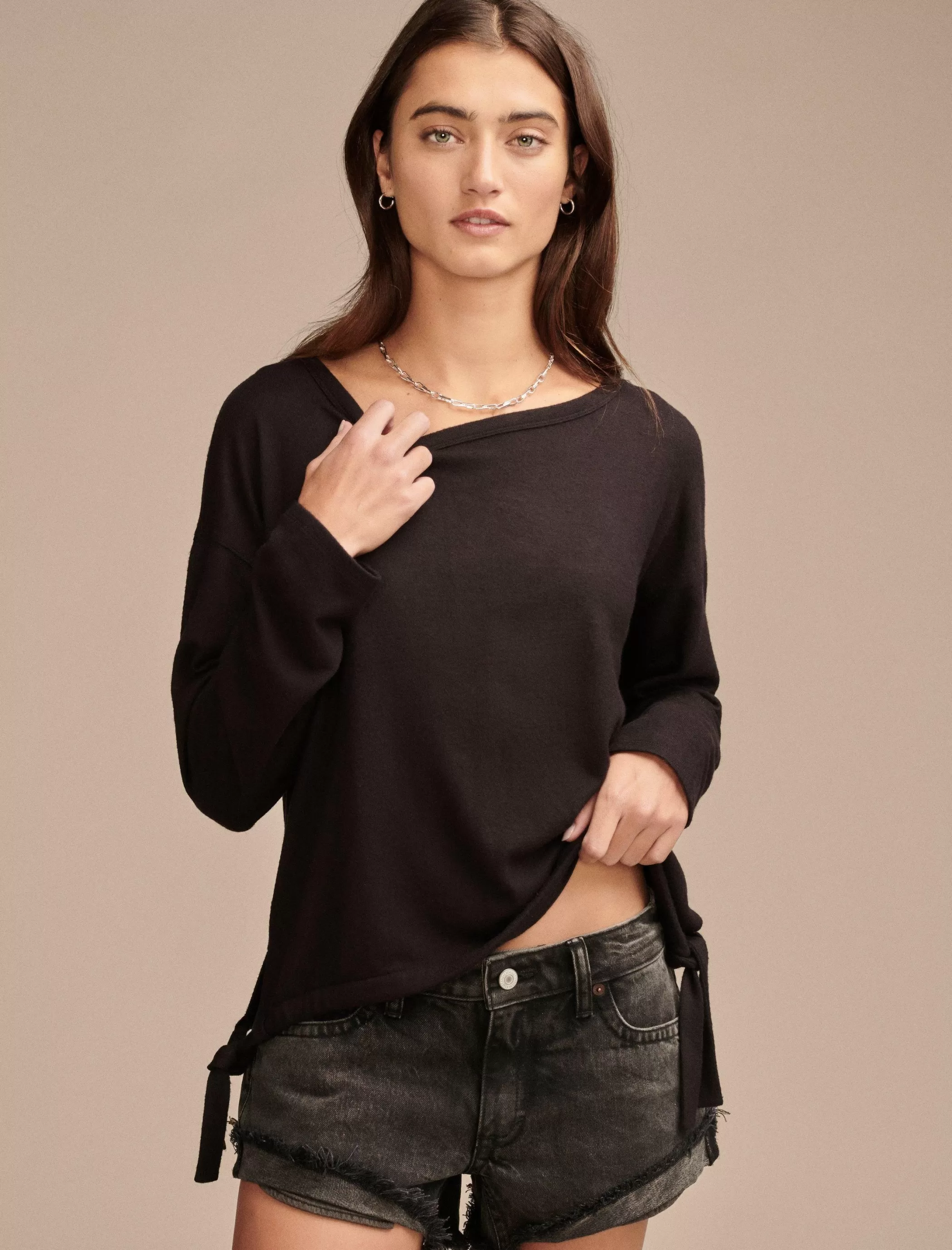 Lucky Brand Knit Tops*cloud jersey bubble top jet black