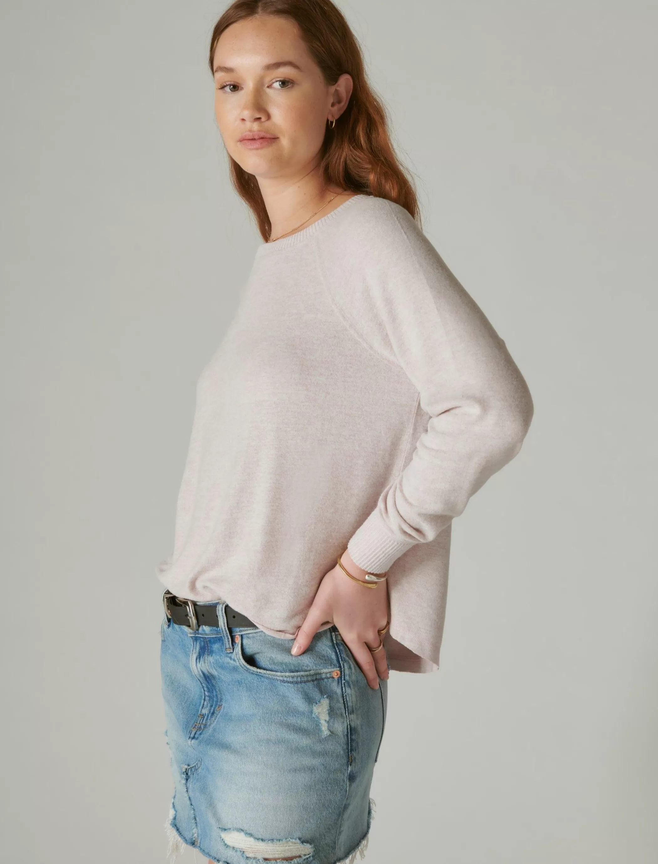 Lucky Brand Activewear*cloud jersey long sleeve crew dawn pink