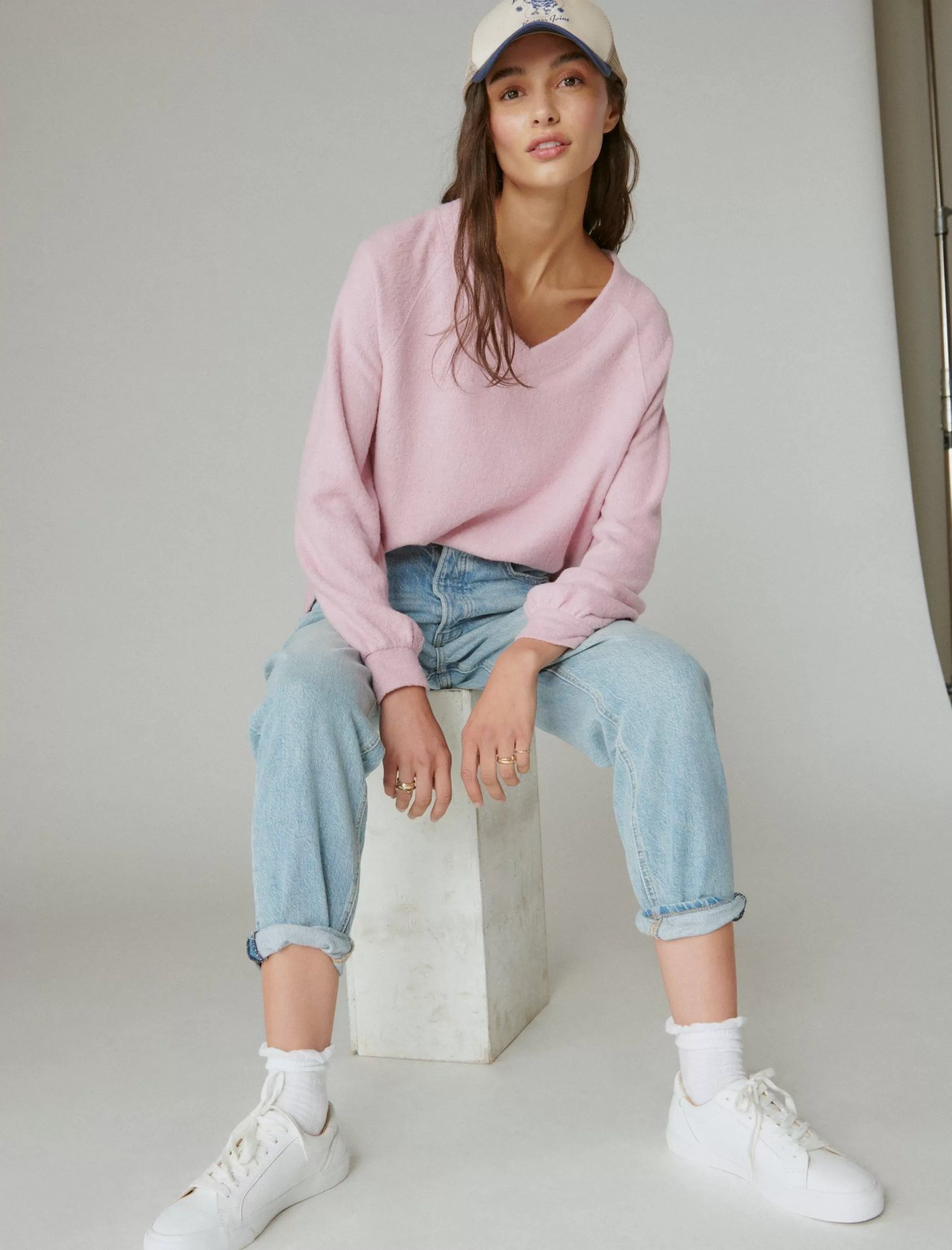 Lucky Brand Activewear*cloud jersey v neck pullover dawn pink