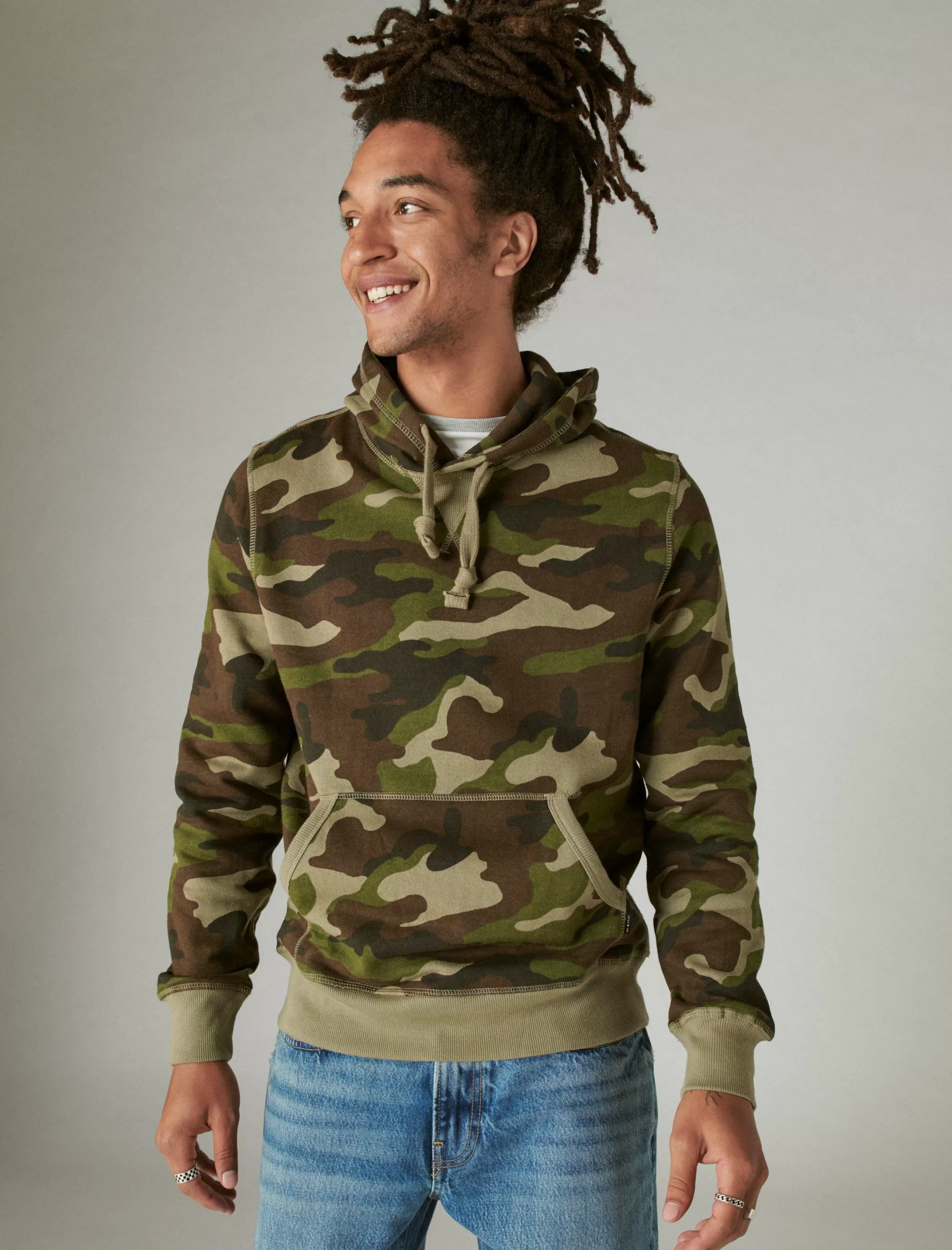 Lucky Brand Activewear*cloud soft fleece camo hoodie camo (army colors)