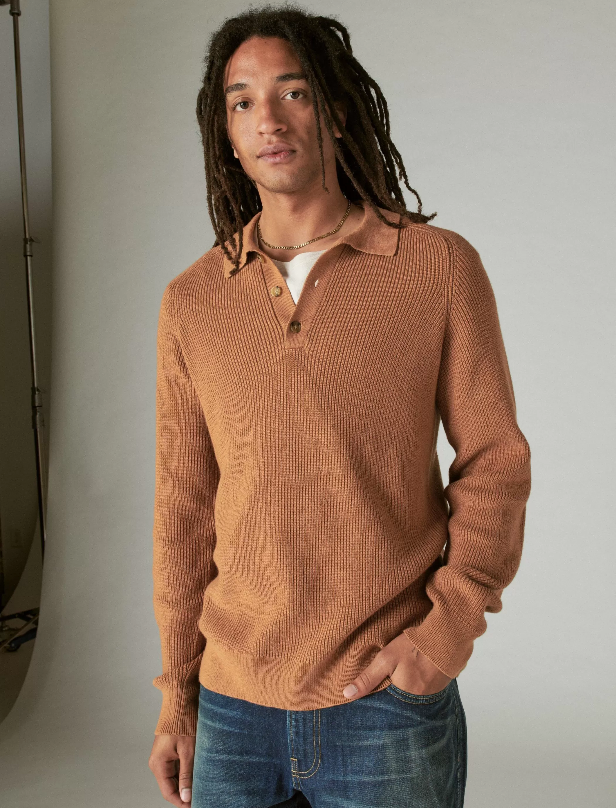 Lucky Brand Sweaters*cloud soft polo sweater thrush