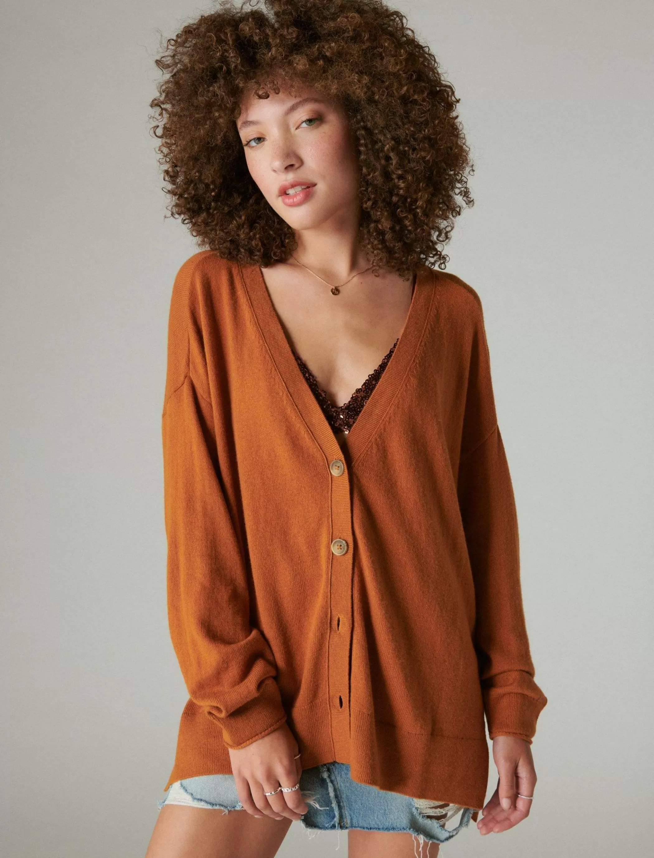 Lucky Brand Sweaters & Sweatshirts*cloud soft relaxed cardigan glazed ginger