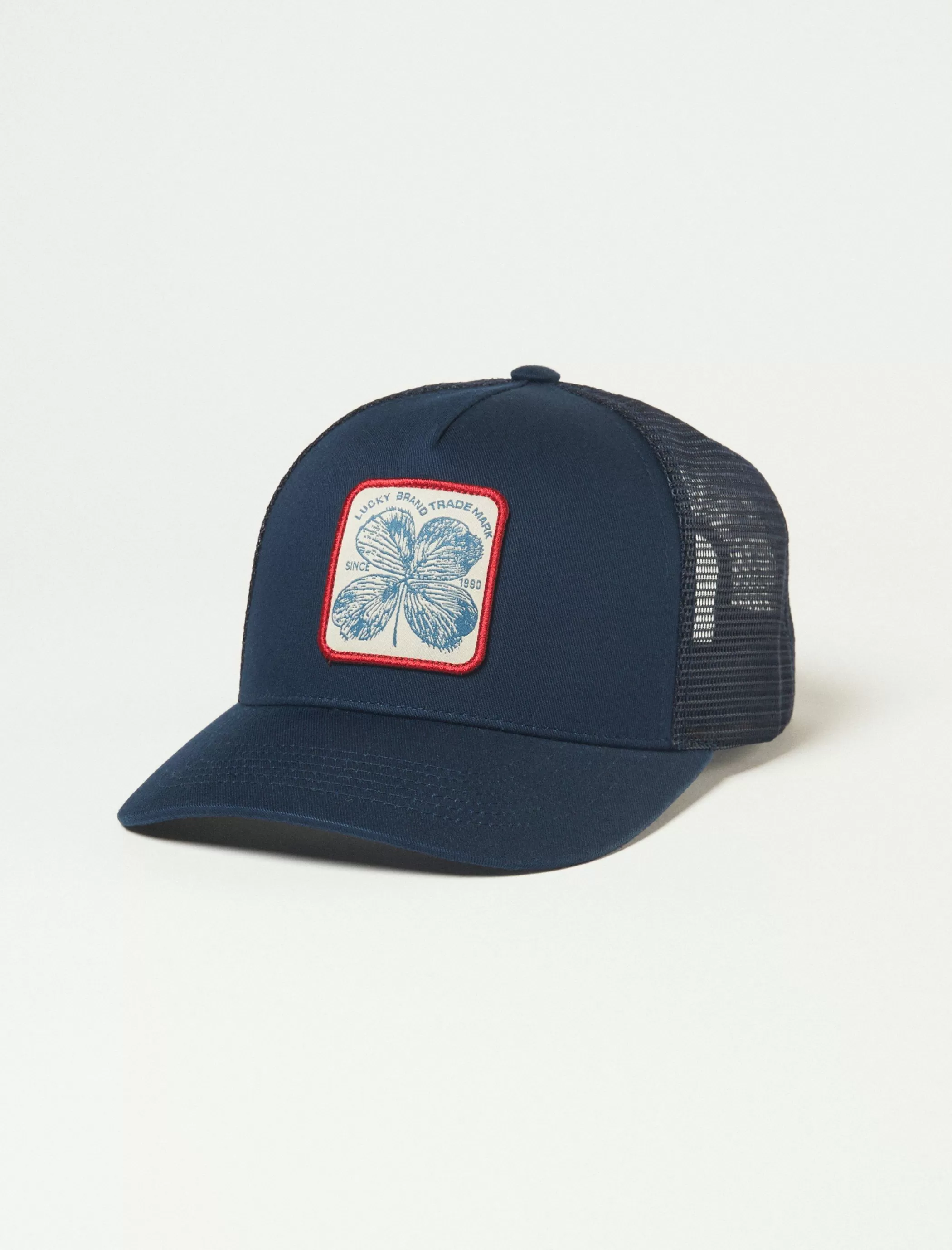 Lucky Brand Hats*clover patch trucker hat american navy