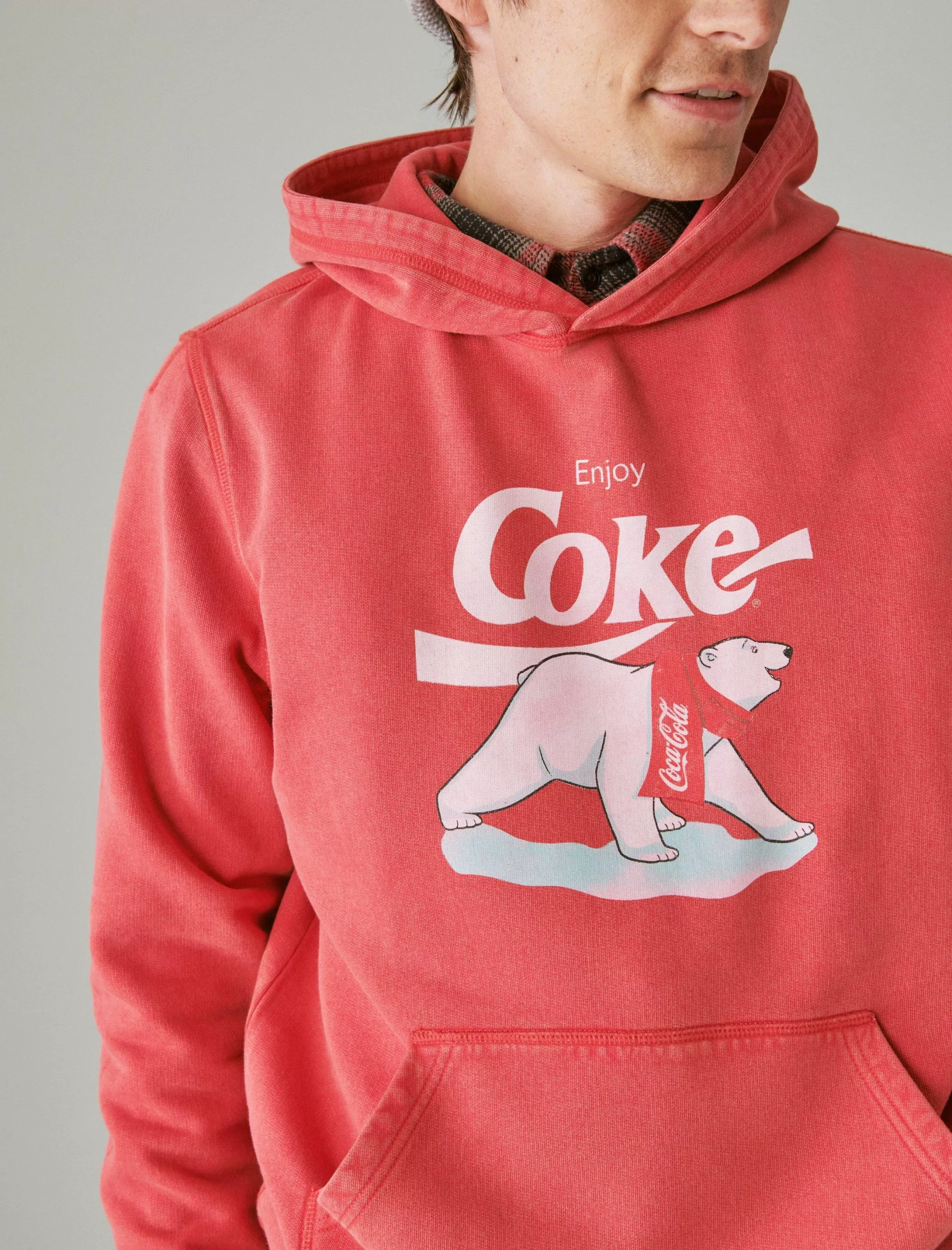 Lucky Brand Activewear*coca cola bear hoodie dark spice