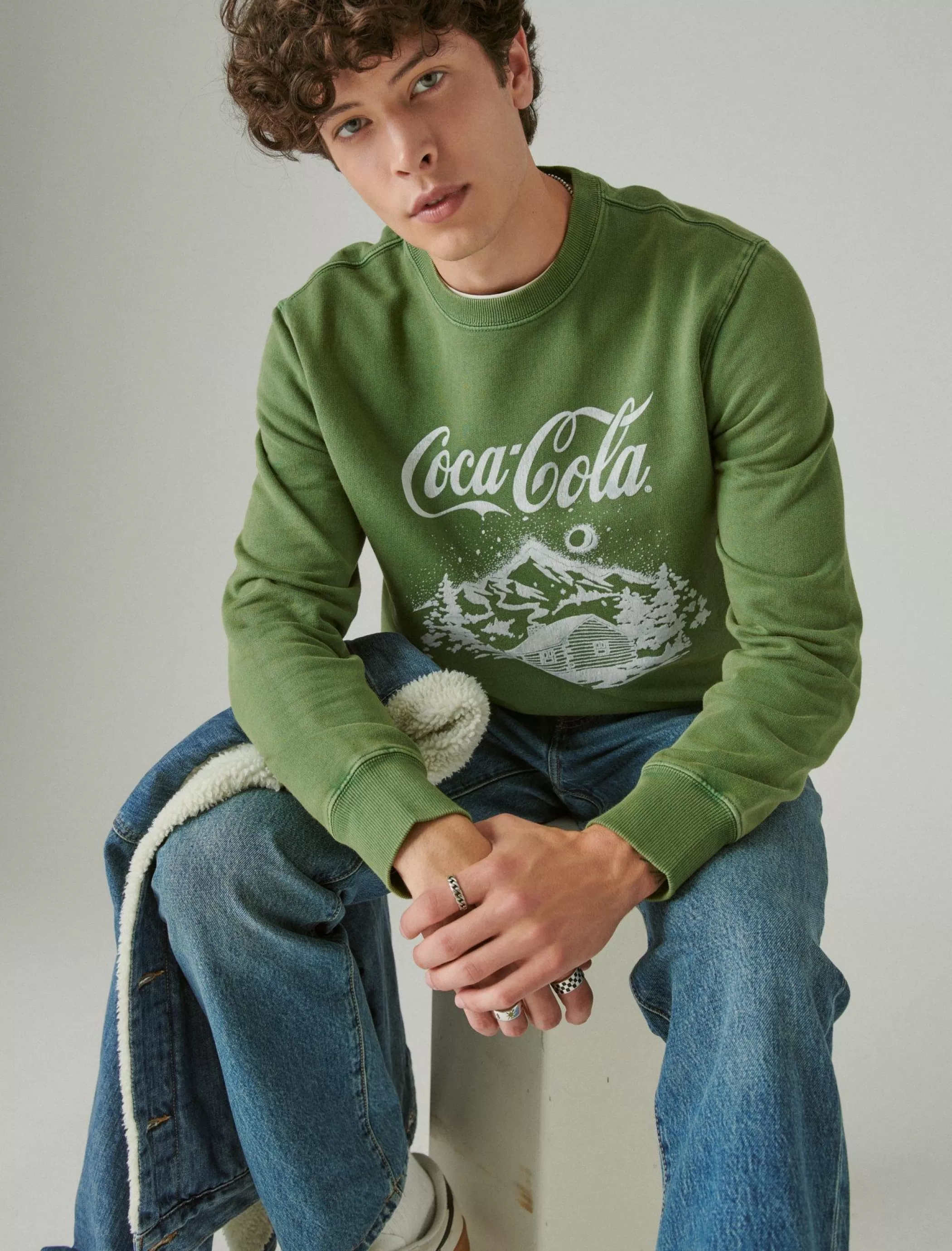 Lucky Brand Activewear*coca cola cabin hoodie elm green