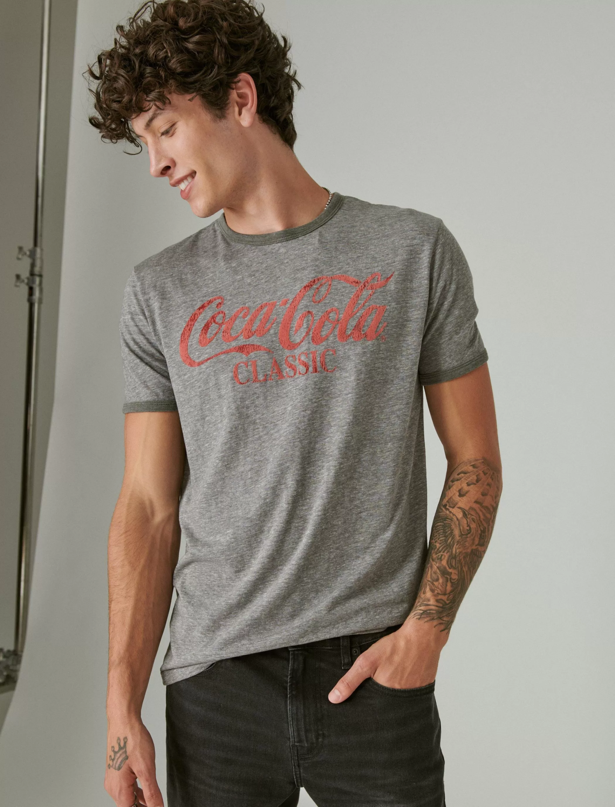 Lucky Brand Graphic Tees*coca cola classic tee heather grey