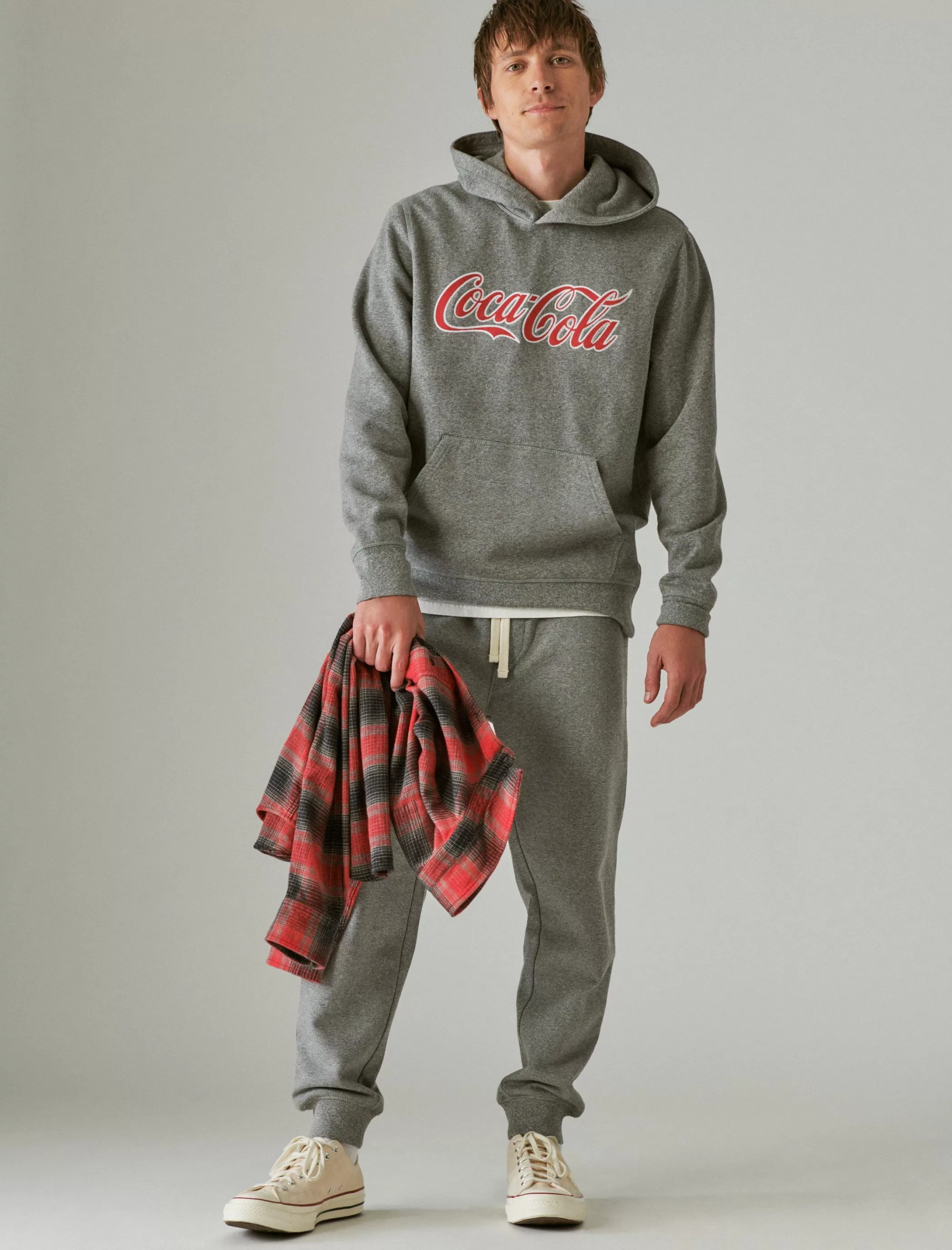 Lucky Brand Activewear*coca cola logo hoodie heather grey