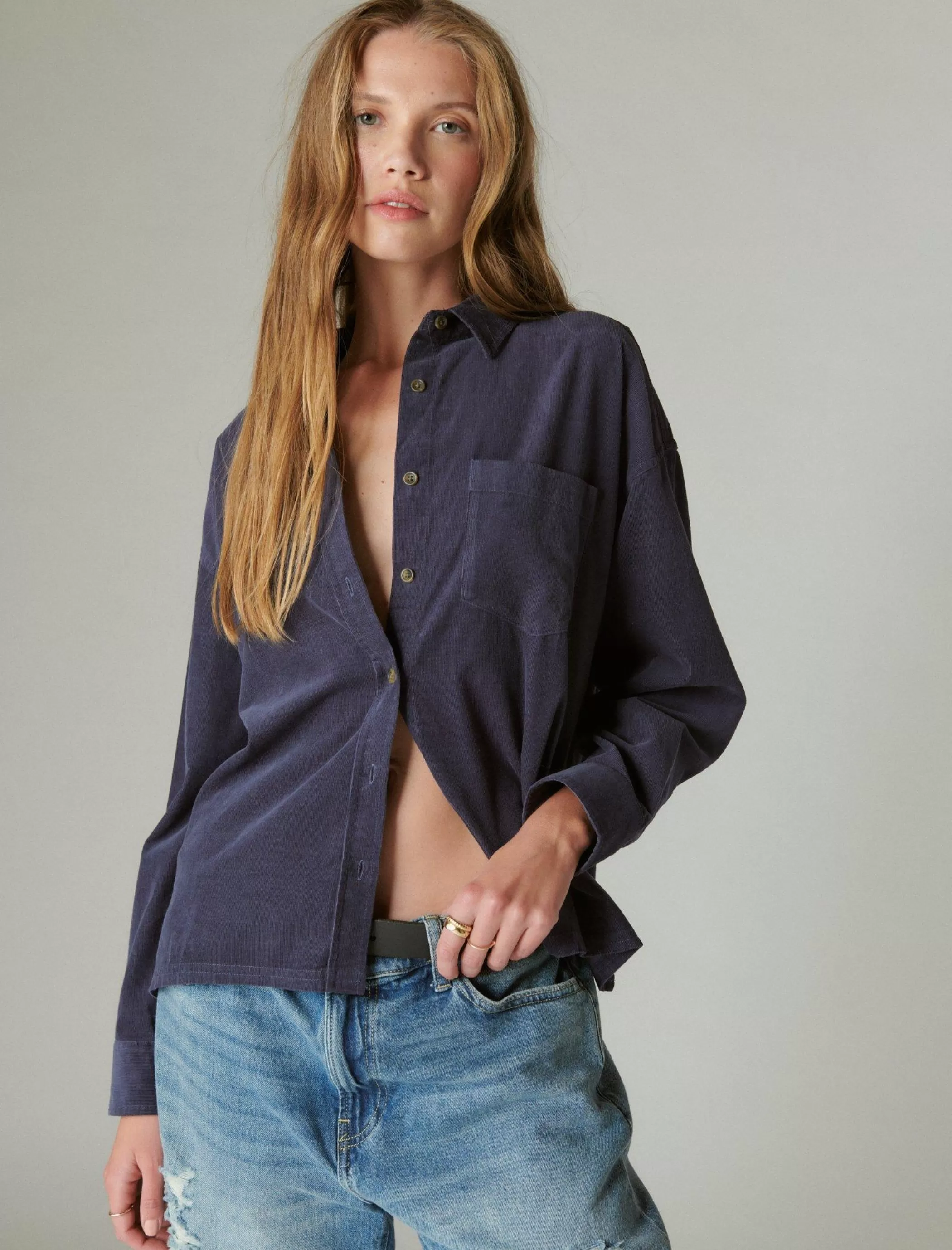 Lucky Brand Blouses*corduroy shirt navy