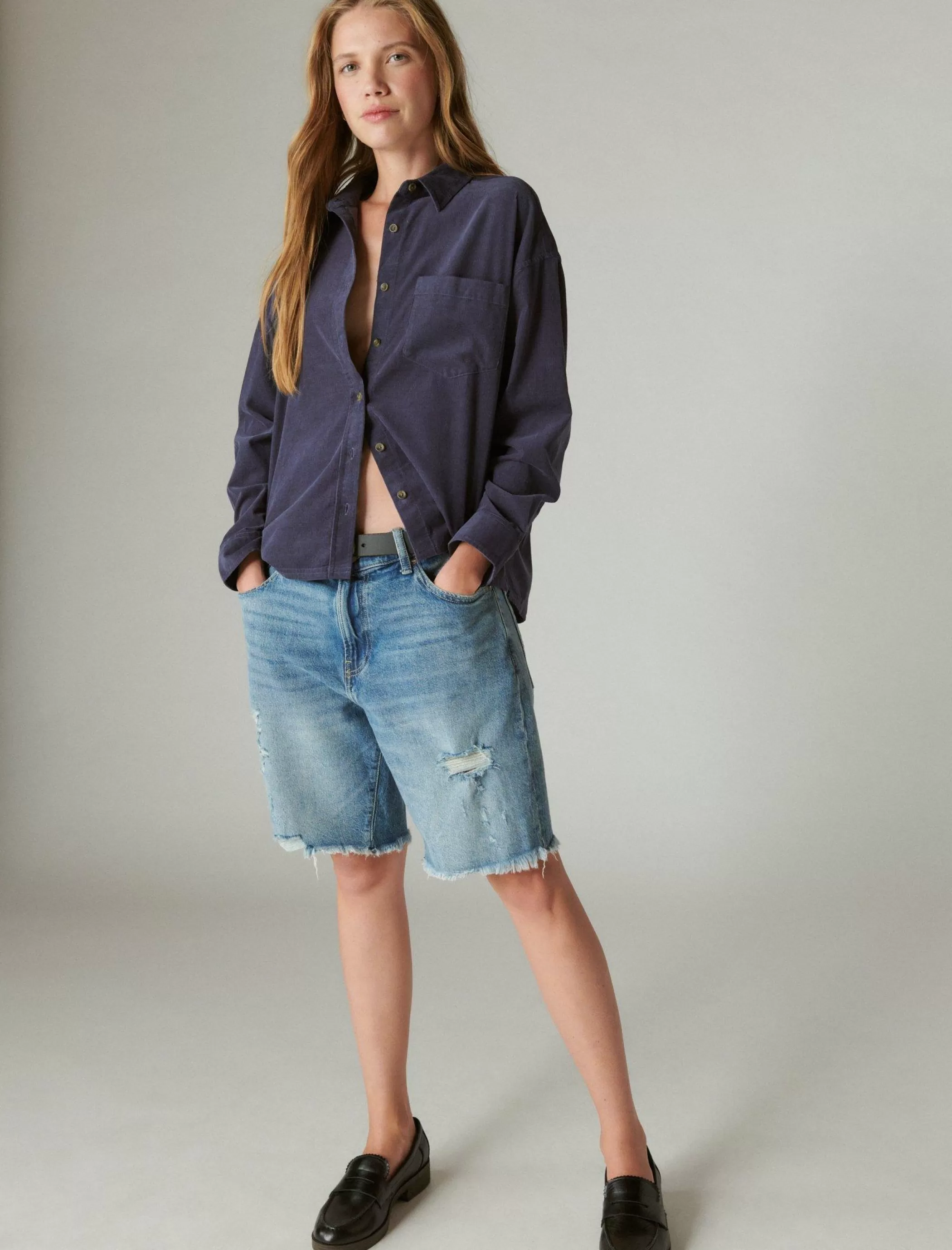 Lucky Brand Blouses*corduroy shirt navy