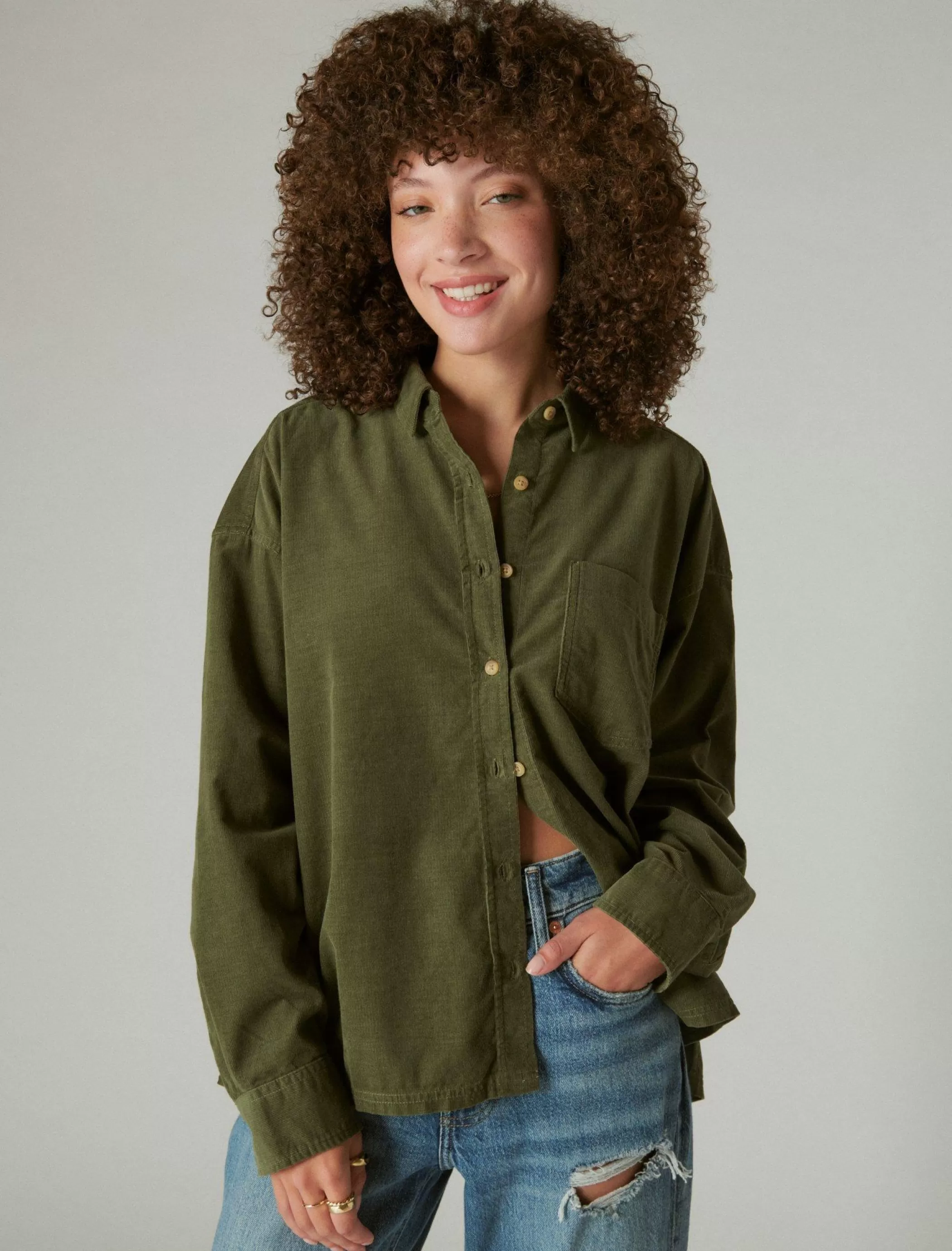 Lucky Brand Blouses*corduroy shirt dusty olive