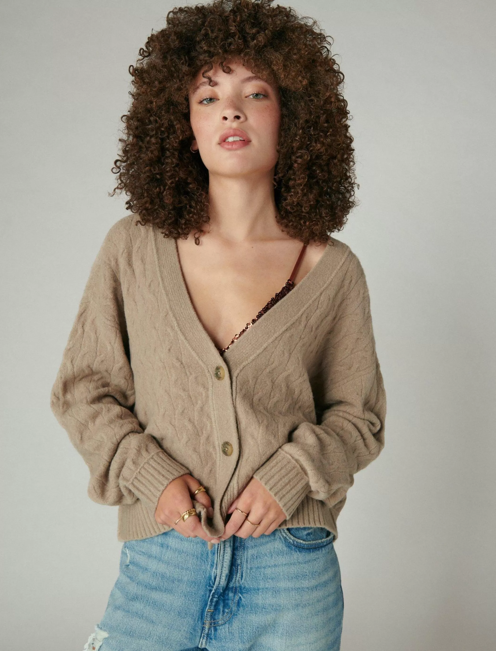 Lucky Brand Sweaters & Sweatshirts*cozy cable stitch cardigan goat