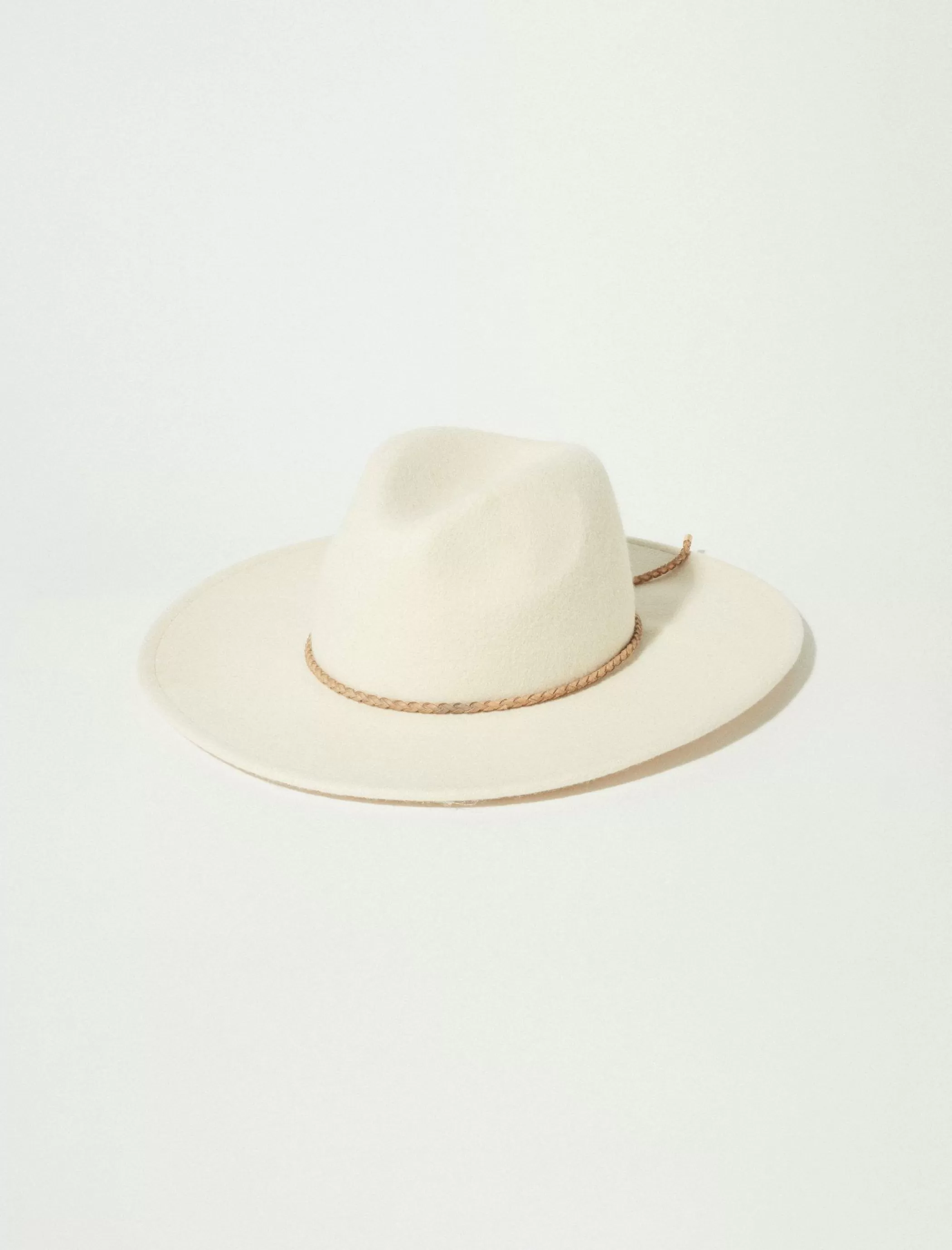 Lucky Brand Hats*cream leather braided ranger natural