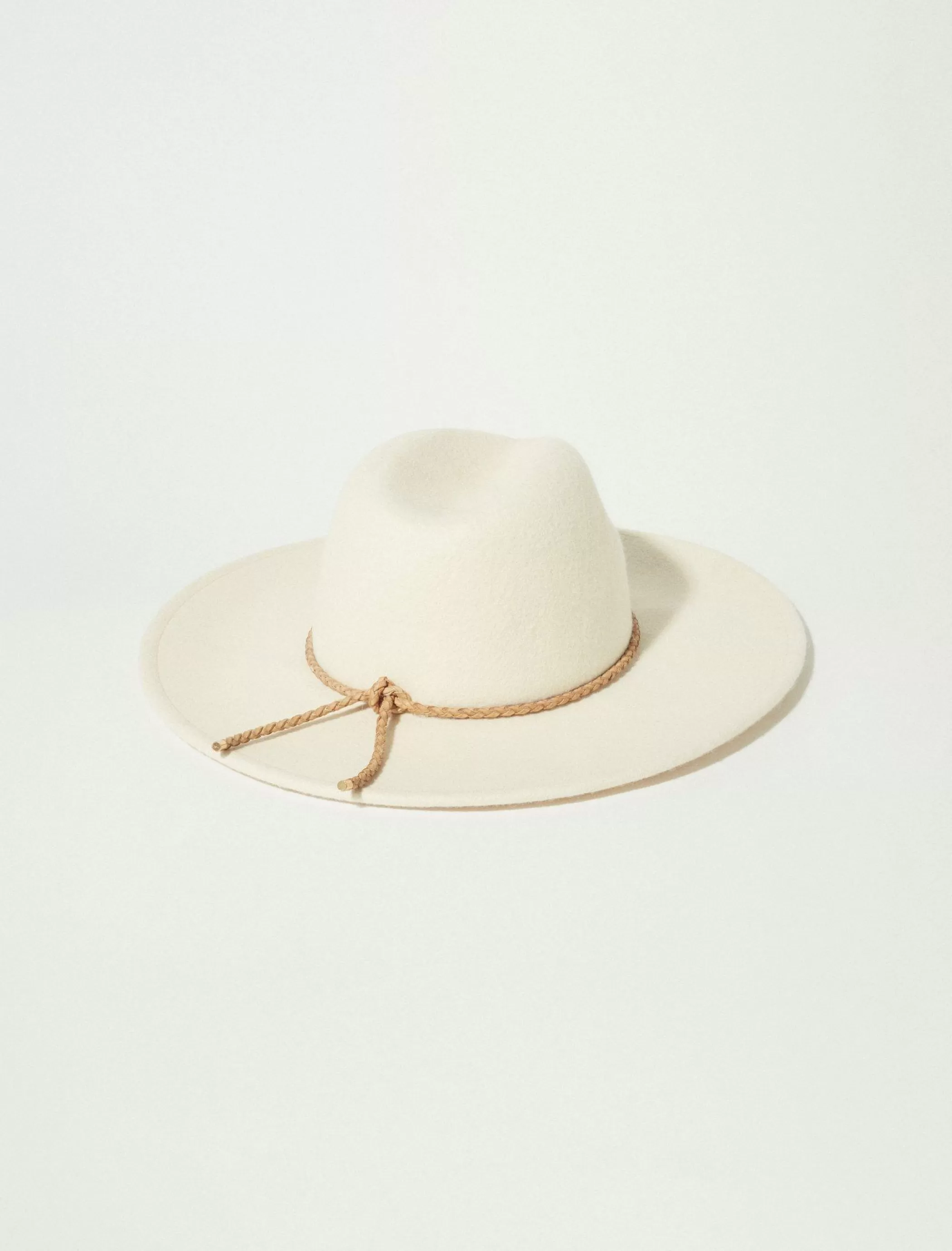 Lucky Brand Hats*cream leather braided ranger natural