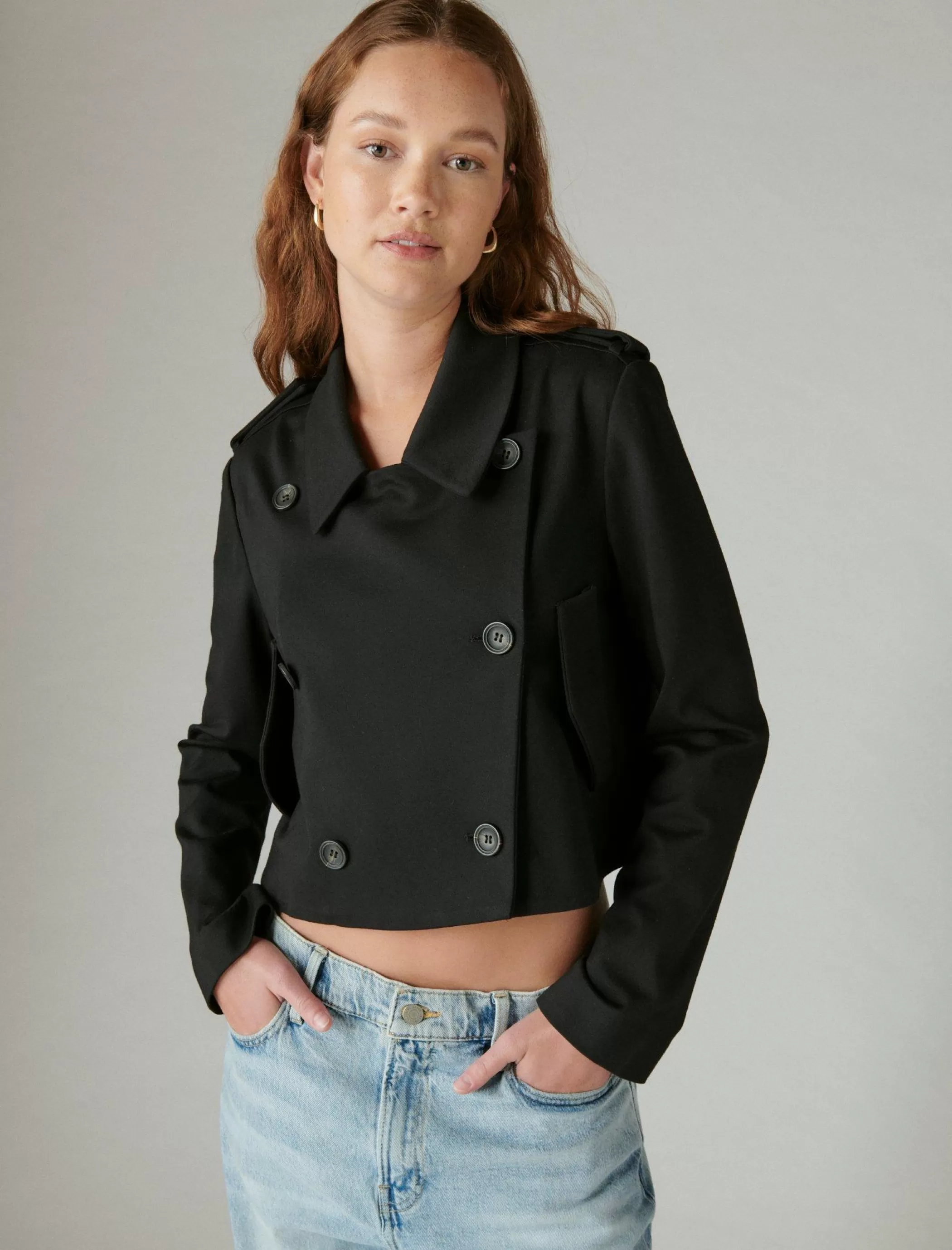 Lucky Brand Jackets & Outerwear*cropped ponte blazer deep black